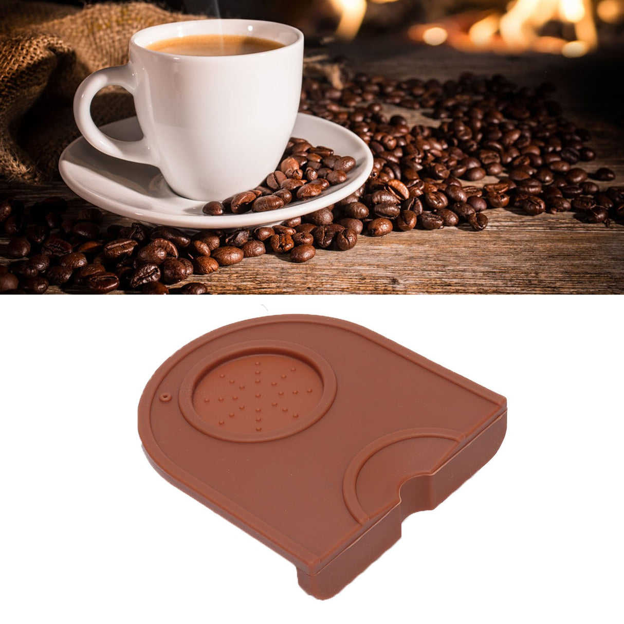 Coffee Tamper Pad Silicone Anti Slip Tamper Mat Soft Harmless Corner Tamping Mat for HouseholdBrown