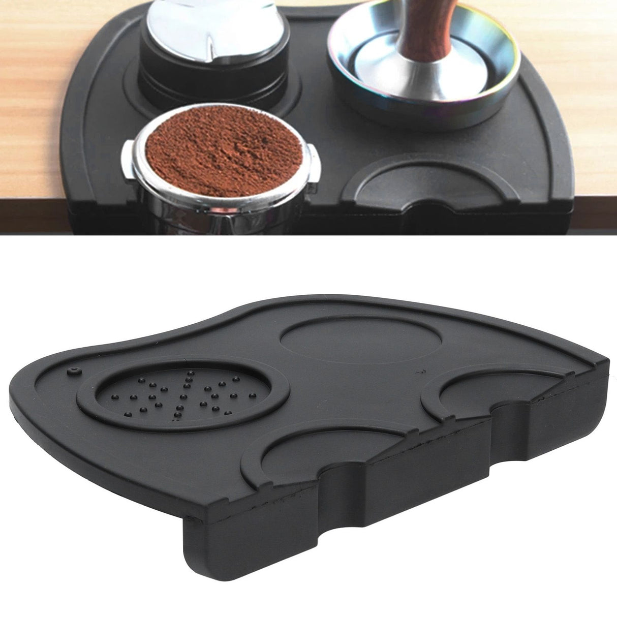 Silicone Coffee Tamper Pad Anti Slip Soft Tamper Mat Heat Resistant Corner Tamping Mat for HomeBlack