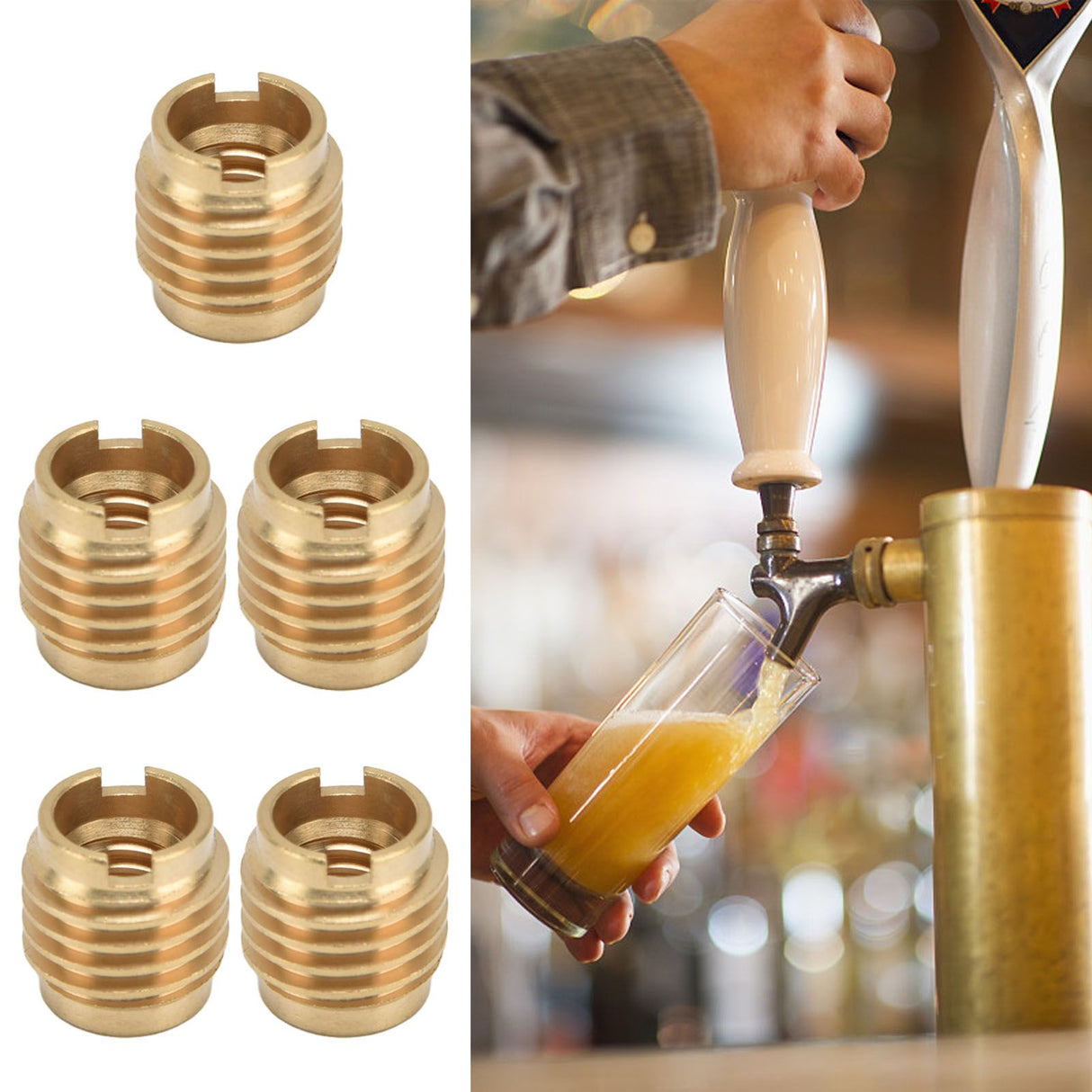 5 Pcs Beer Tap Handle Beer Tap Handles Manual Install Nuts for 3/8in‑16 UNC External Thread