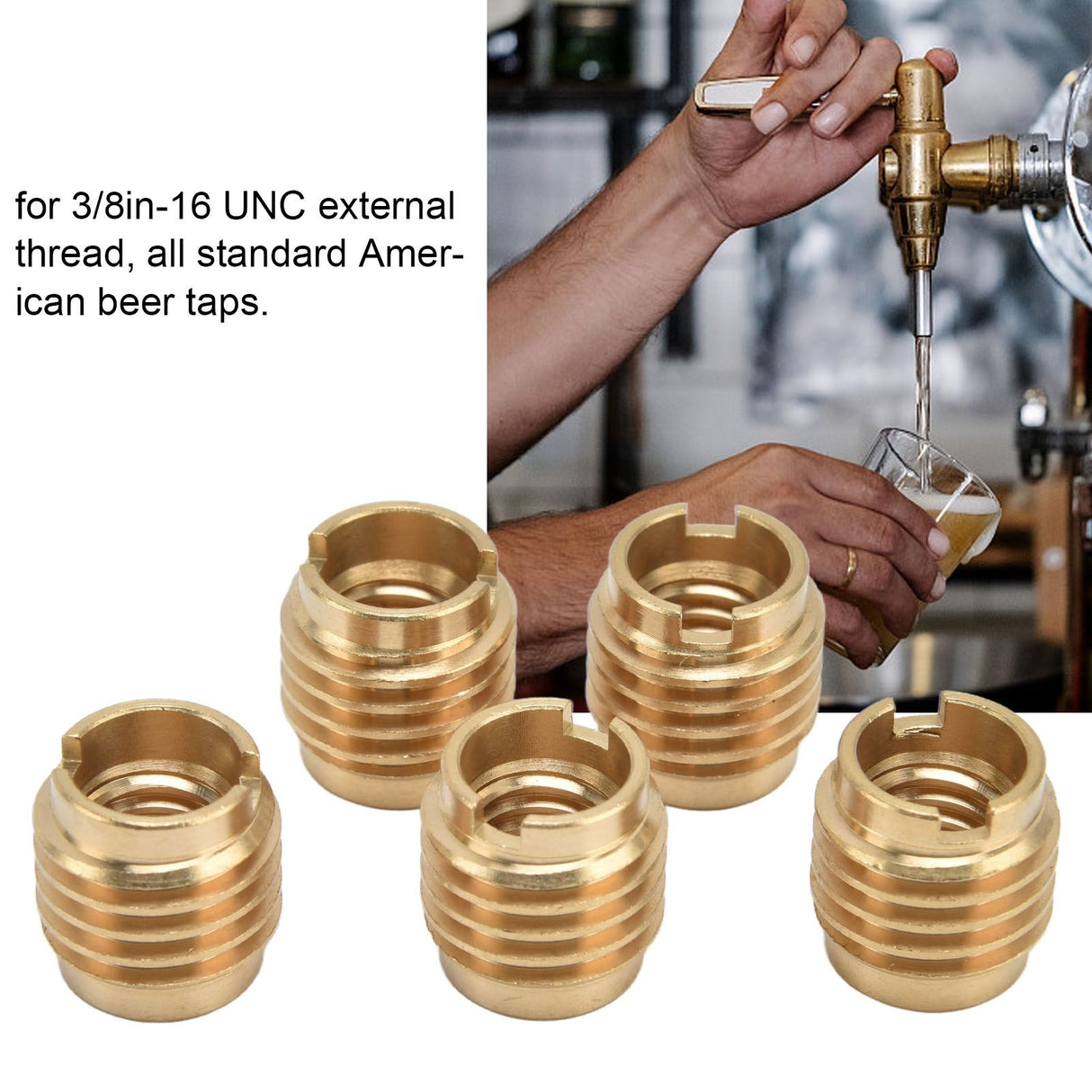5 Pcs Beer Tap Handle Beer Tap Handles Manual Install Nuts for 3/8in‑16 UNC External Thread