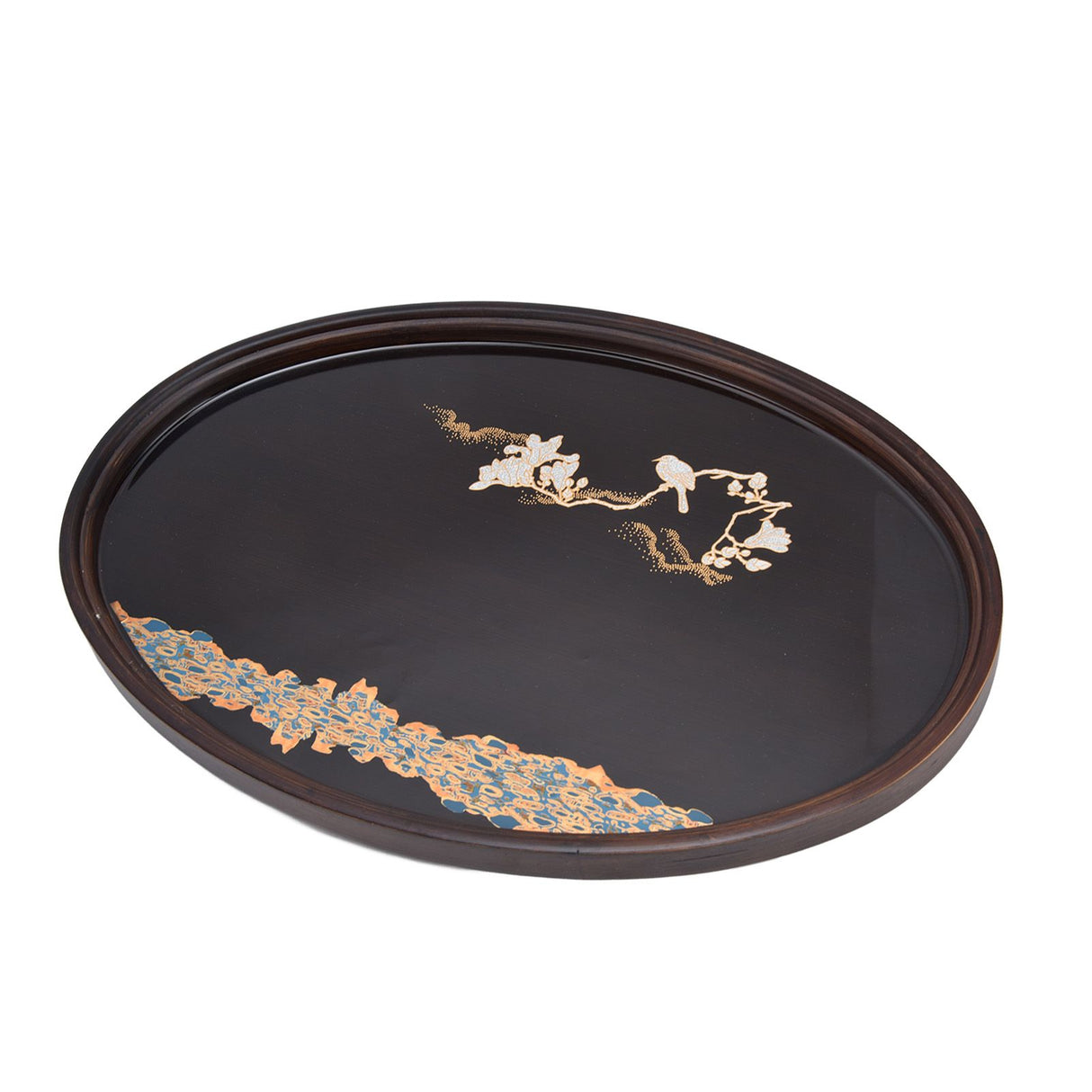 Bamboo Tea Tray Japanese Simple Novel Beautiful Resin Walnut Tea Tray for Home UseOval S