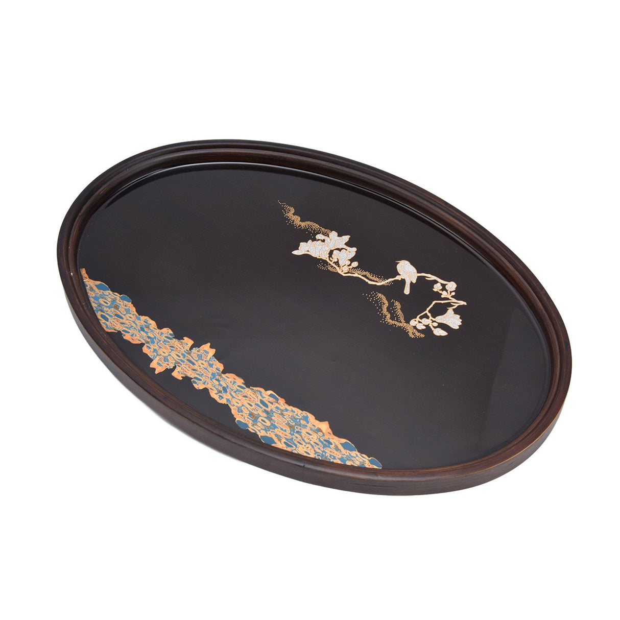 Bamboo Tea Tray Japanese Simple Novel Beautiful Resin Walnut Tea Tray for Home UseOval S