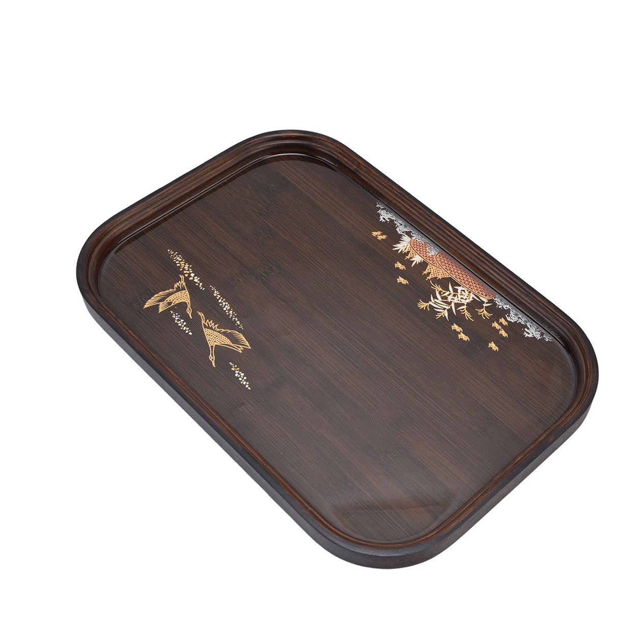 Bamboo Tea Tray Japanese Simple Novel Beautiful Resin Walnut Tea Tray for Home UseRounded Square