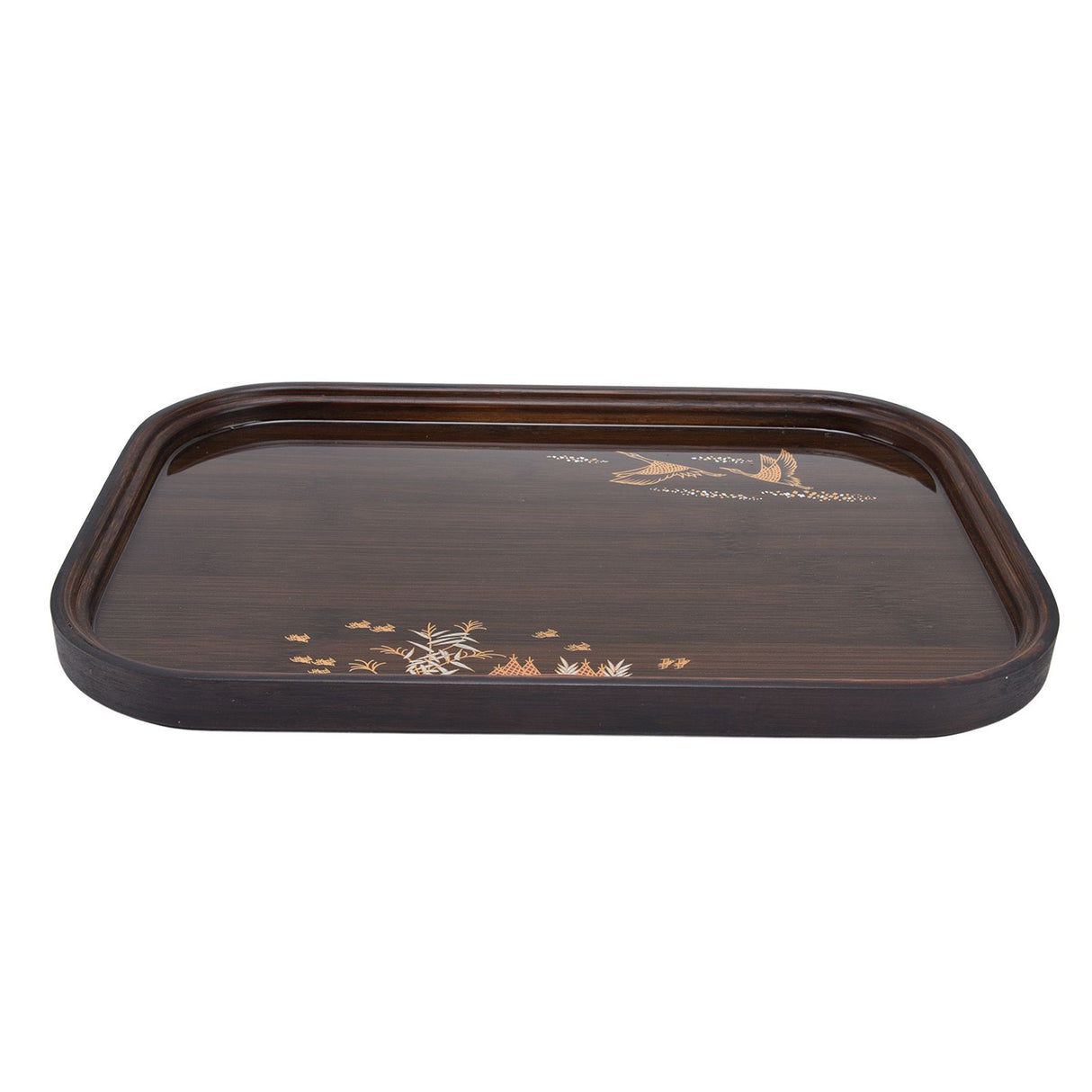 Bamboo Tea Tray Japanese Simple Novel Beautiful Resin Walnut Tea Tray for Home UseRounded Square