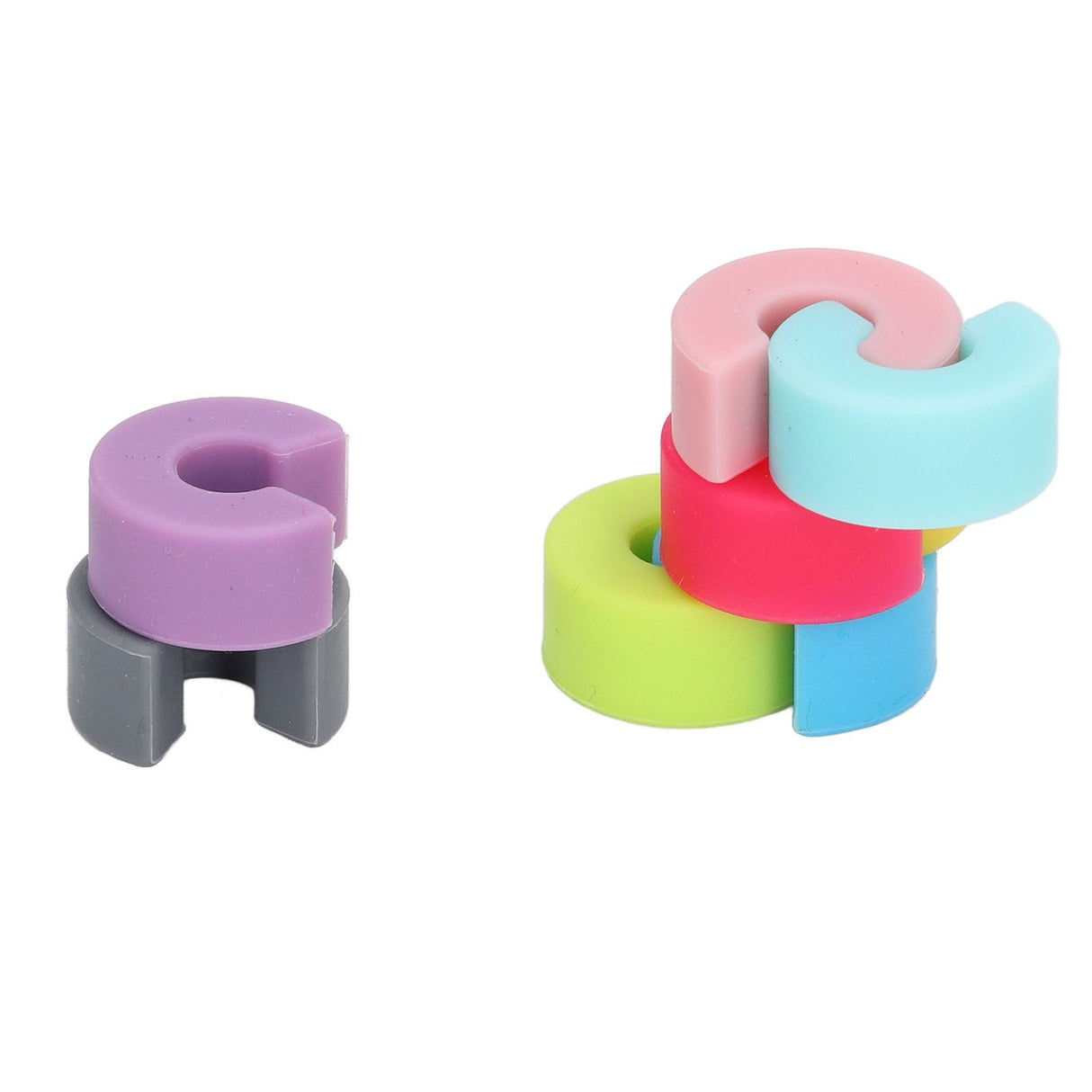 16PCS Mini Circle Silicone Wine Glass Marker Cup Identification Ring Recognizer Label