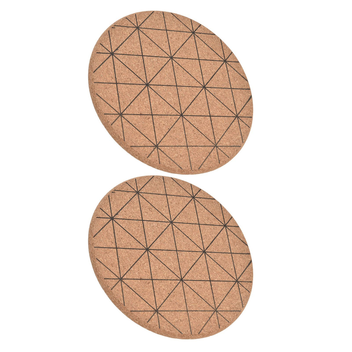 2pcs Cork Coasters Safety Design Convenient Practical Glossy Thick Rustic Style Wooden Decoration for KitchensPlaid