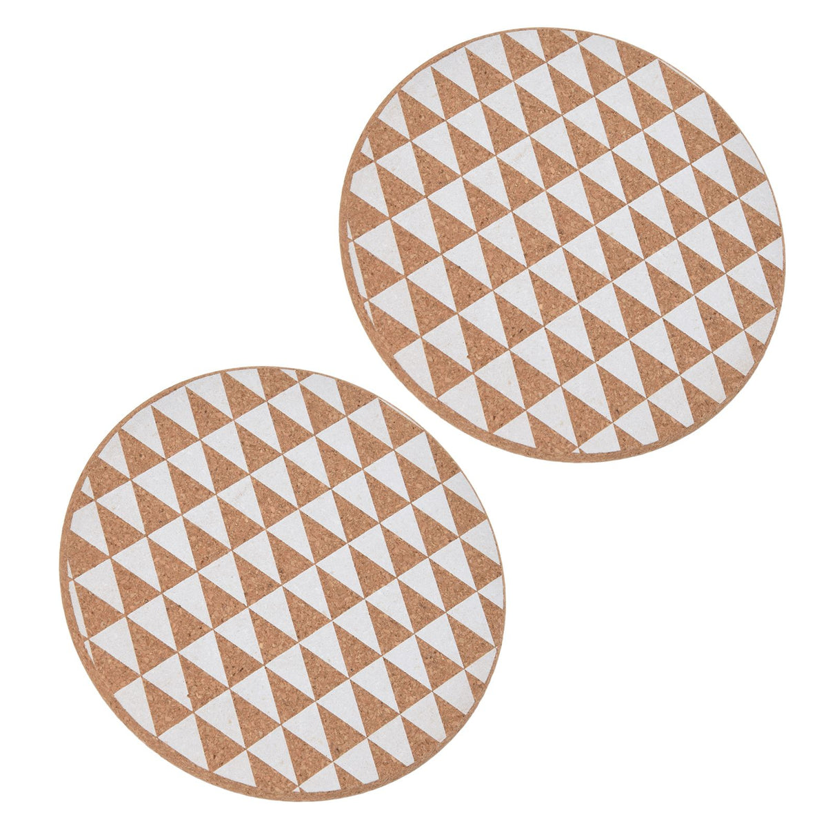 2pcs Cork Coasters Safety Design Convenient Practical Glossy Thick Rustic Style Wooden Decoration for KitchensTriangular