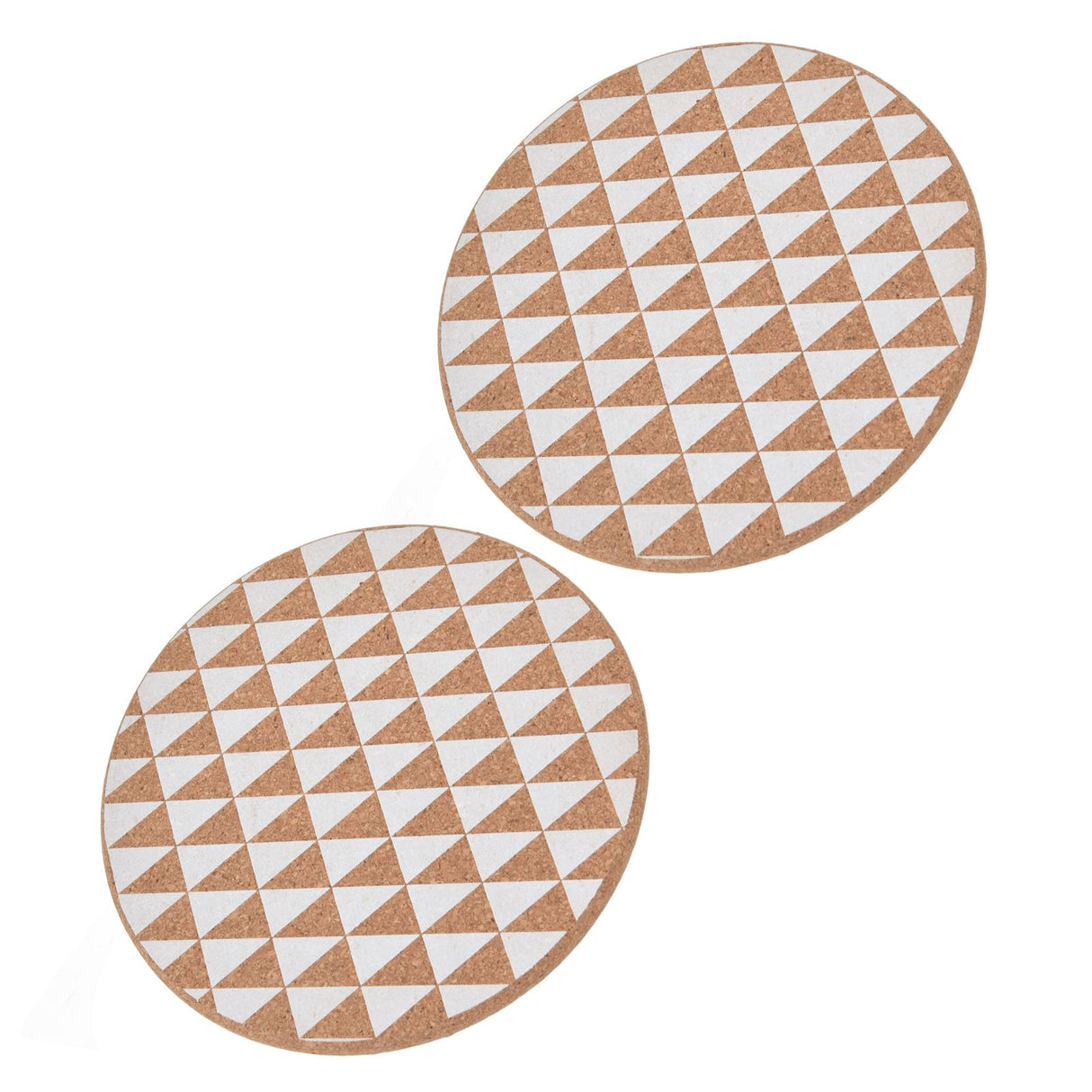 2pcs Cork Coasters Safety Design Convenient Practical Glossy Thick Rustic Style Wooden Decoration for KitchensTriangular
