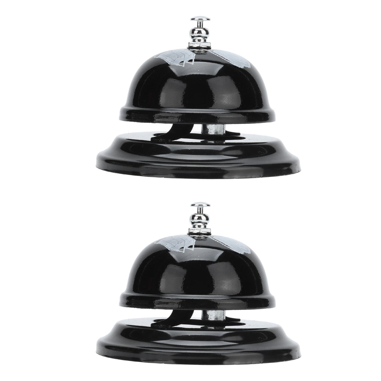 2Pcs Service Bell Exquisite Clear Sound Classic Shape Polishing Glossy Nonslip Base Call Bell for Hotel Restaurant HomeBlack