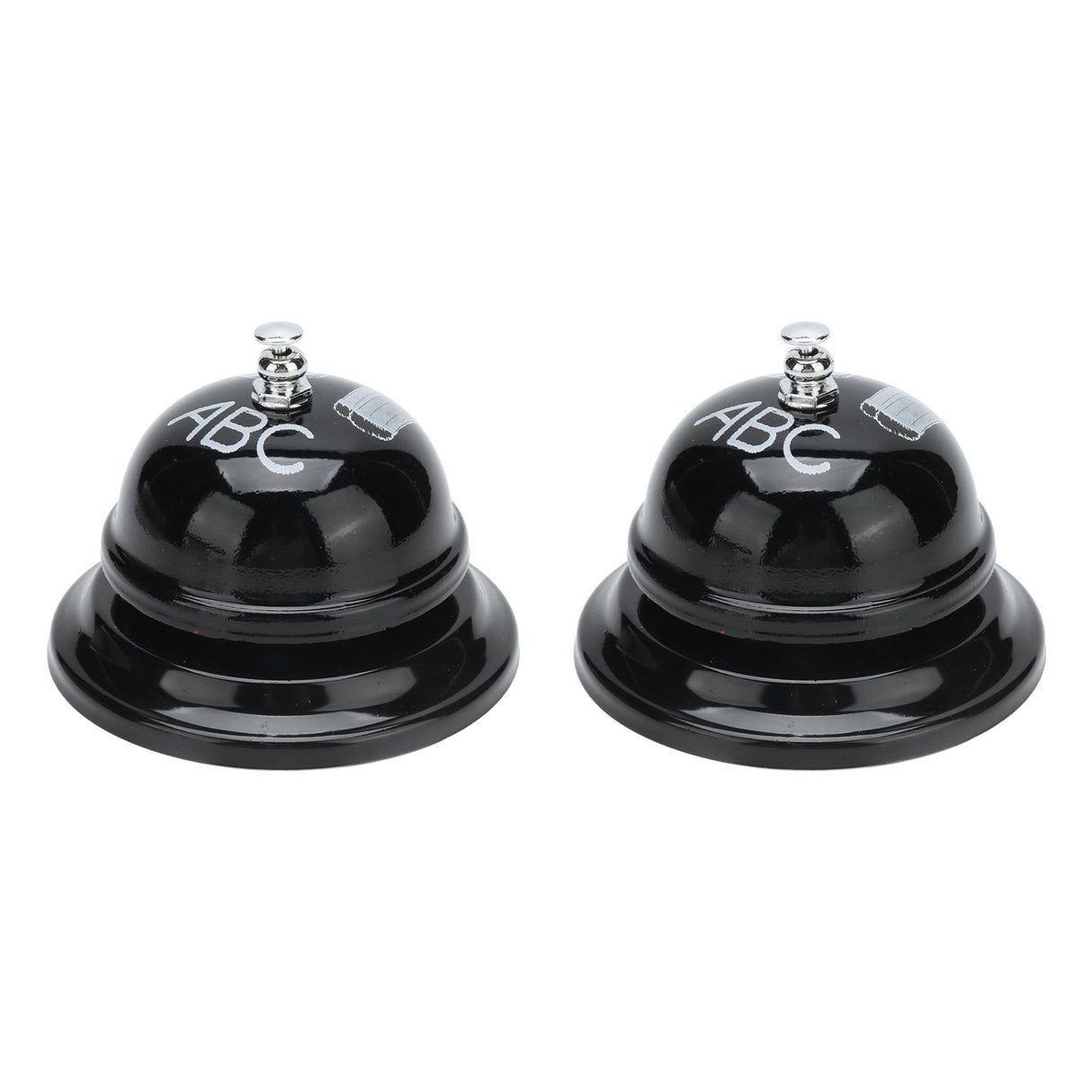 2Pcs Service Bell Exquisite Clear Sound Classic Shape Polishing Glossy Nonslip Base Call Bell for Hotel Restaurant HomeBlack