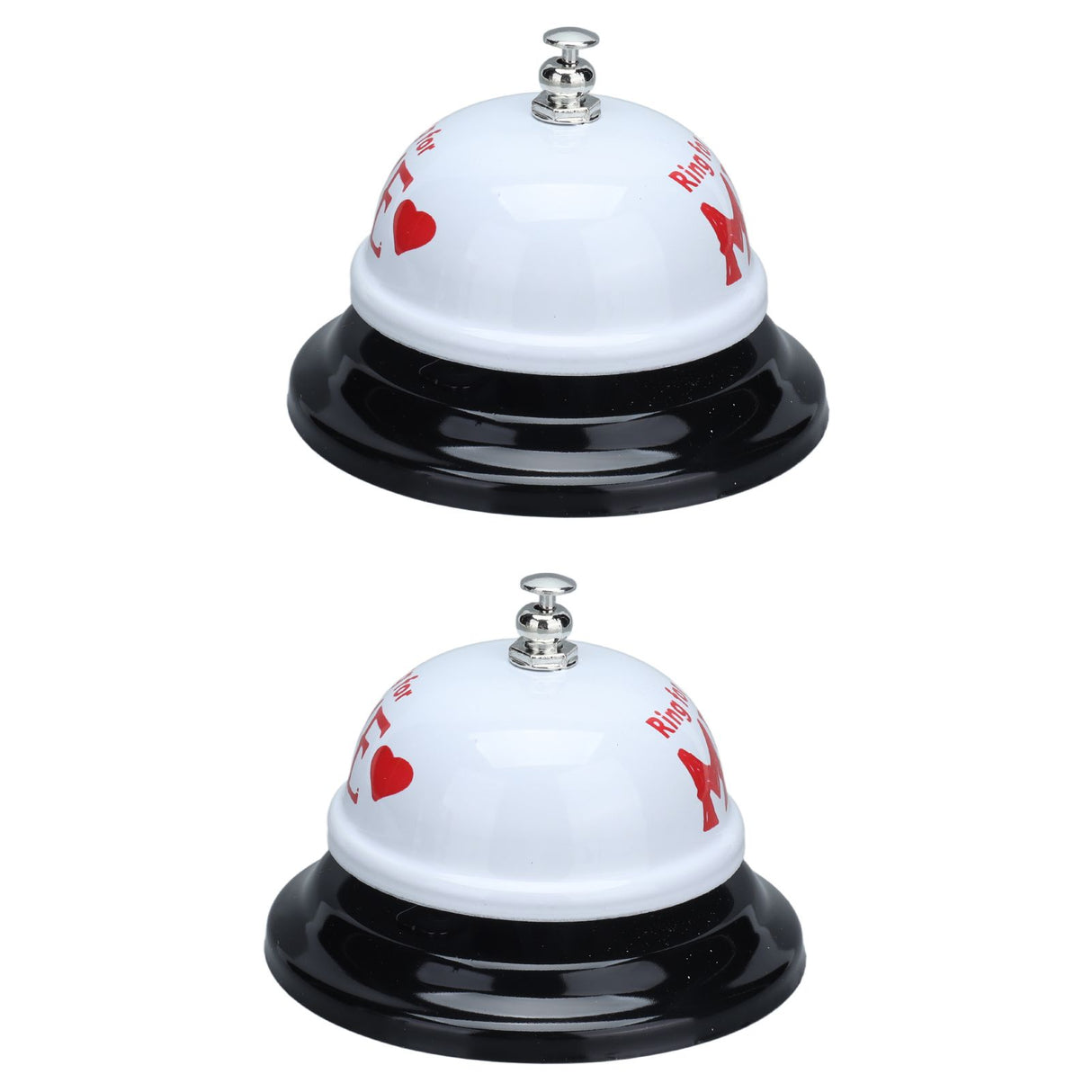 2Pcs Meal Bells Stainless Steel Hand Pressed Bell Counter Food Bells for Restaurant Bar White Paint