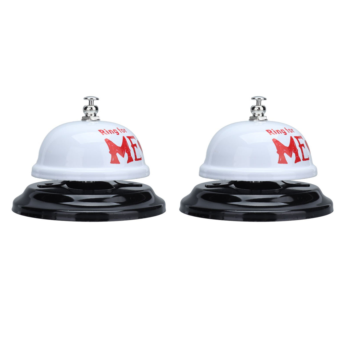 2Pcs Meal Bells Stainless Steel Hand Pressed Bell Counter Food Bells for Restaurant Bar White Paint