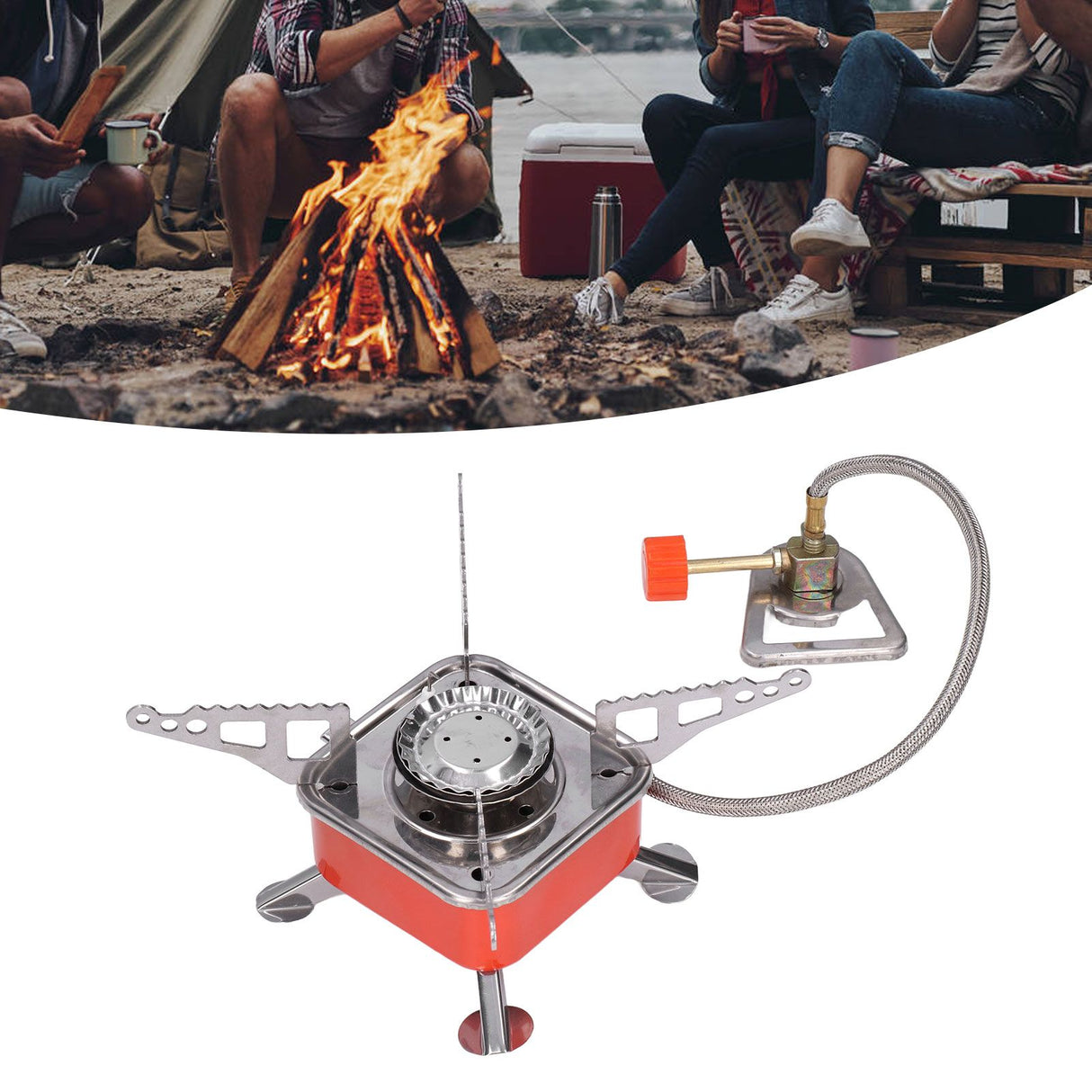 Foldable Camping Stove Stainless Steel Aluminum Alloy Portable Backpacking Stoves for HikingSquares with Tube