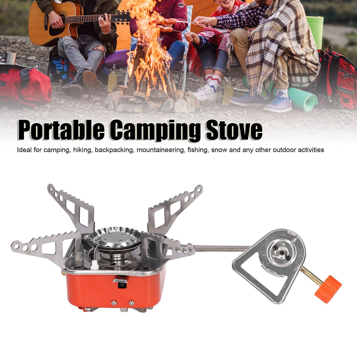 Foldable Camping Stove Stainless Steel Aluminum Alloy Portable Backpacking Stoves for HikingSquares with Tube
