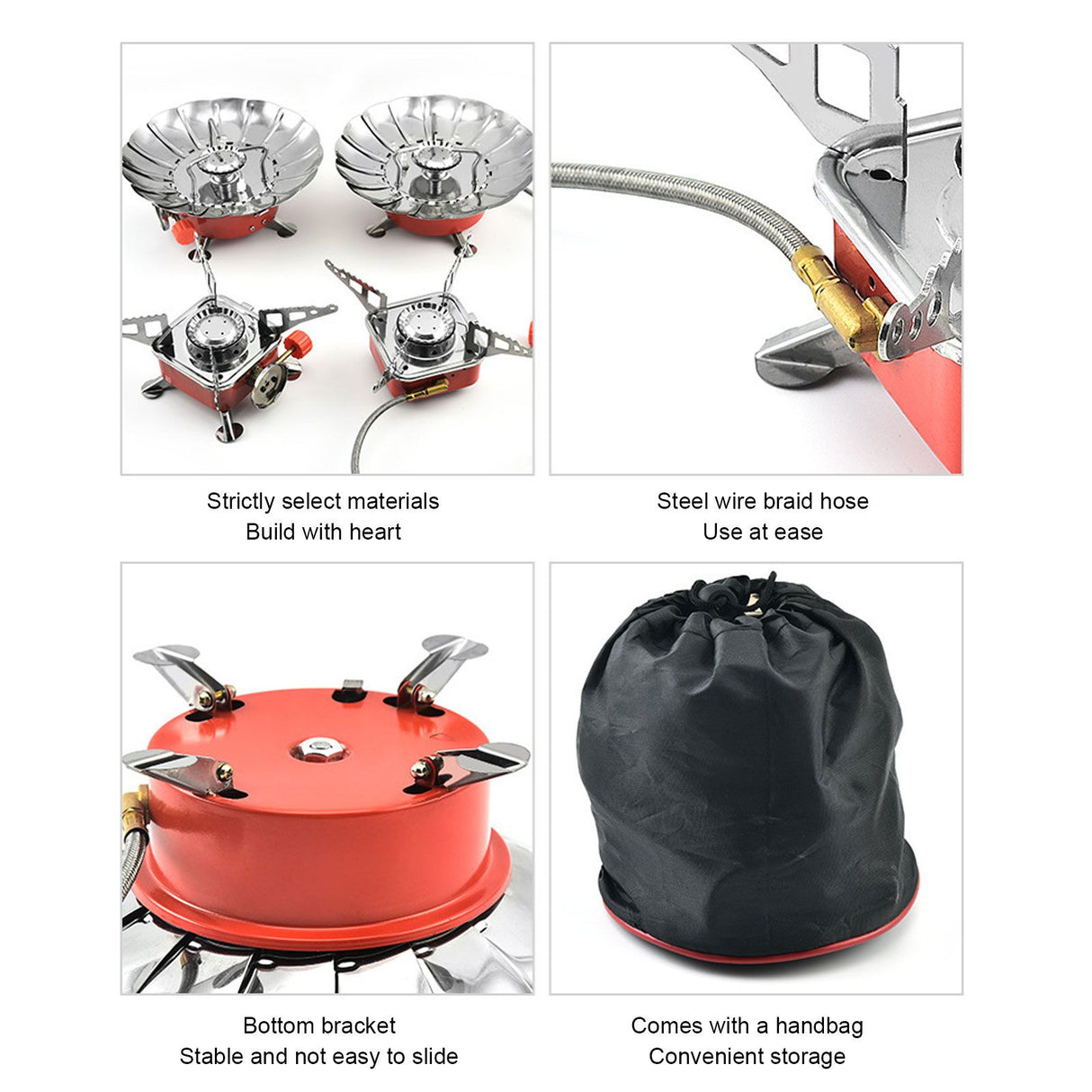 Foldable Camping Stove Stainless Steel Aluminum Alloy Portable Backpacking Stoves for HikingSquares with Tube