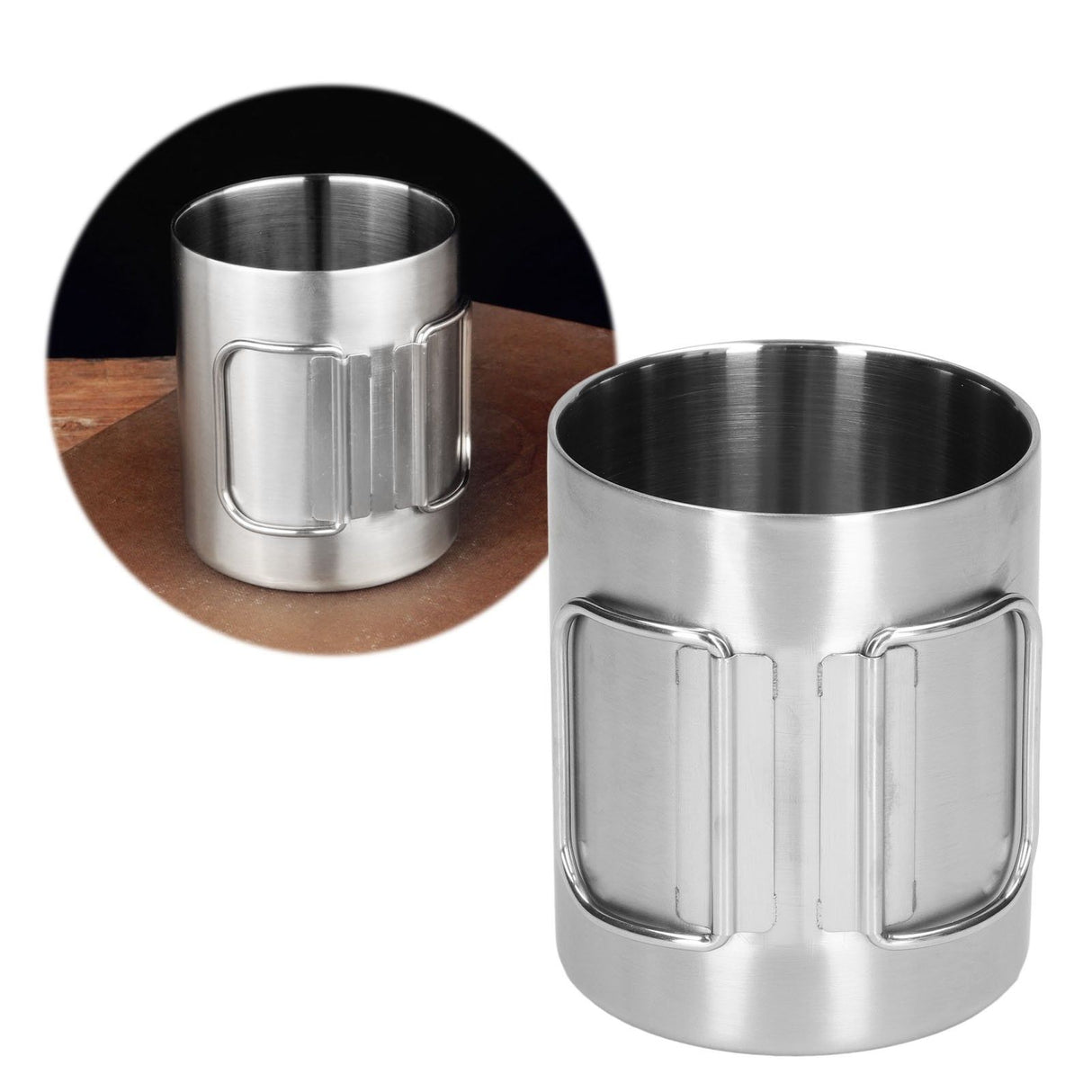 Stainless Steel Cup Corrosion Resistant Folding Handle Folding Design Exquisite Coffee Mug
