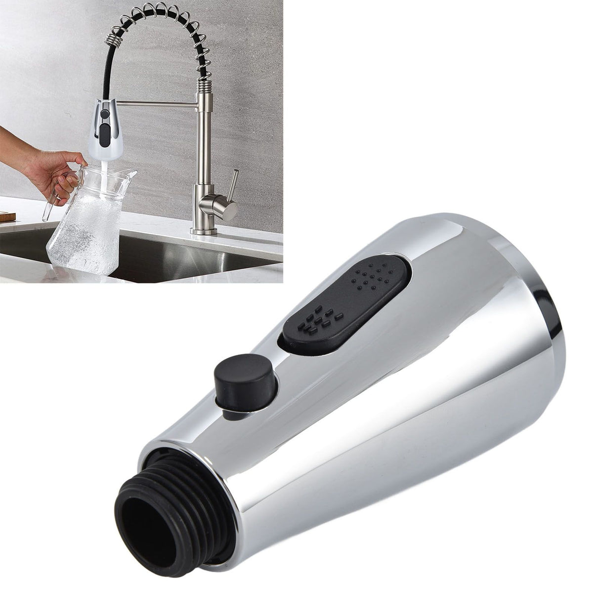 Kitchen Faucet Sprayer Head G1/2 Strong Removal Brief Shape Softer Water Flowing Kitchen Sink Sprayer HeadB
