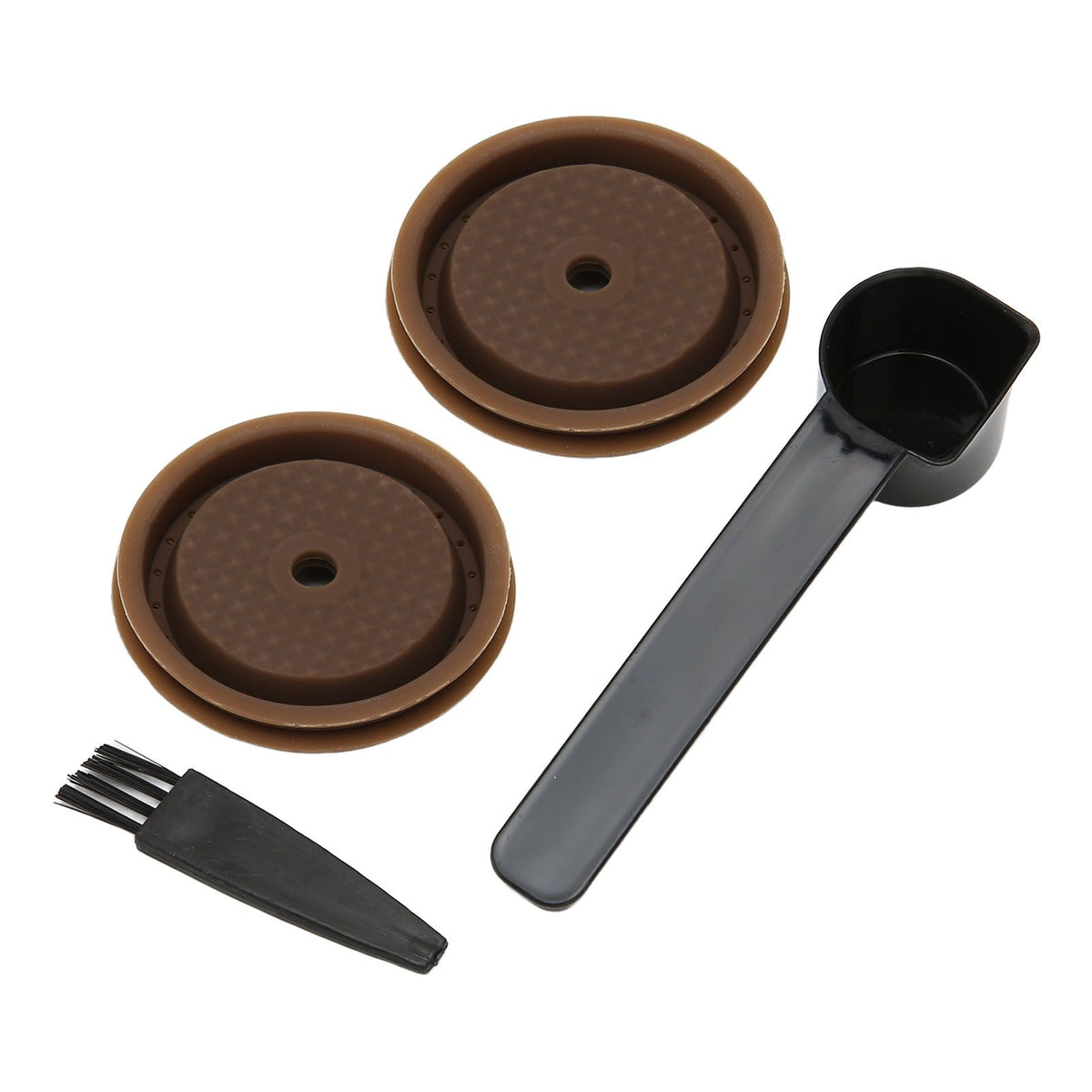 Reusable Coffee Capsule Lid Food Grade Silica Gel Environmental Resilient Lid with Brush Spoon for Vertuoline Pro Coffee Pod
