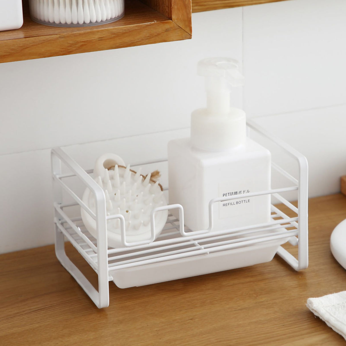 Sponge Storage Rack Iron Detachable Steel Ball Soap Drain Holder with Draining Tray for Kitchen 11