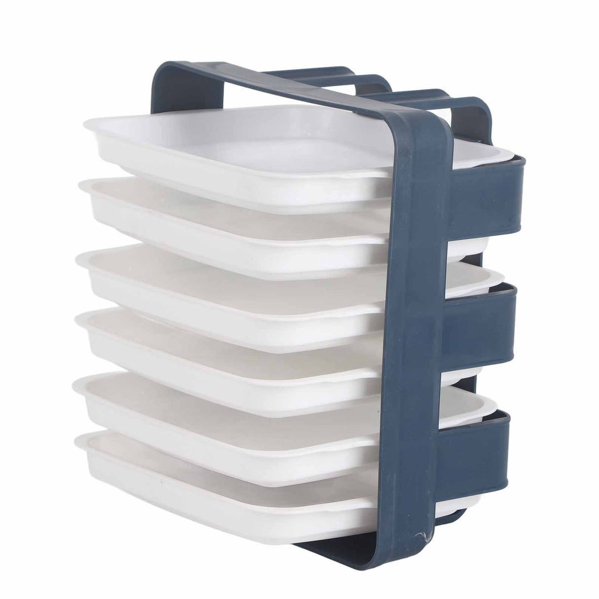 Preparation Plate PP Multilayer Multifunctional Household Vegetable Fruit Preparation Tray for Hotpot Blue 6 Layers