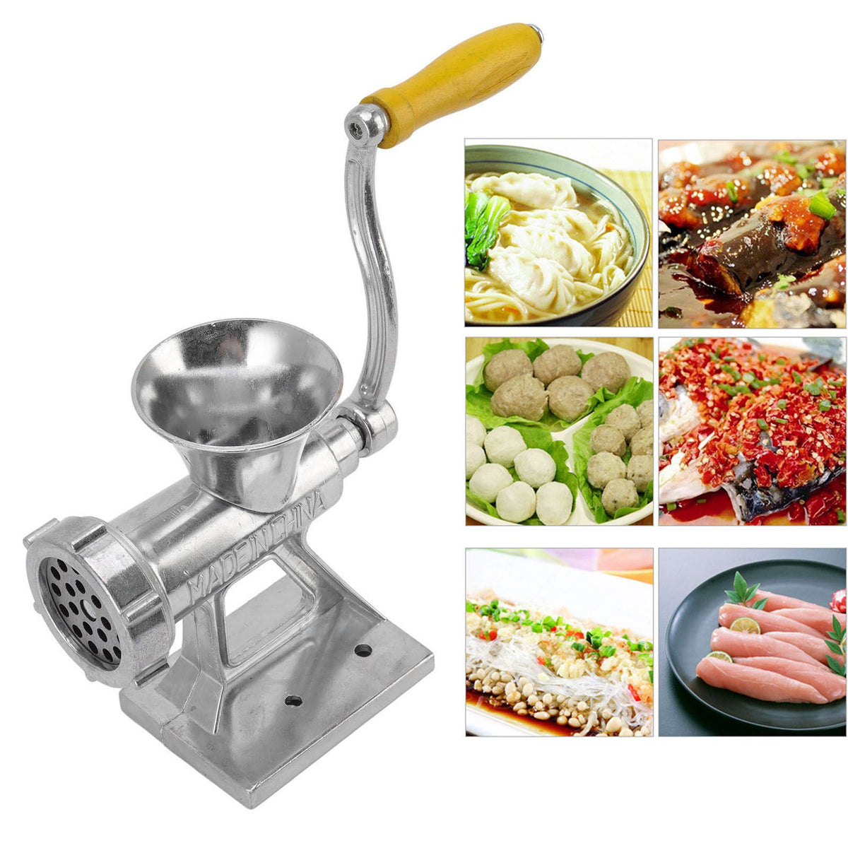 Manual Meat Grinder Silver Simple Operation Small Meat Mincer with Handle for Home Kitchen Restaurants Butcher Shops