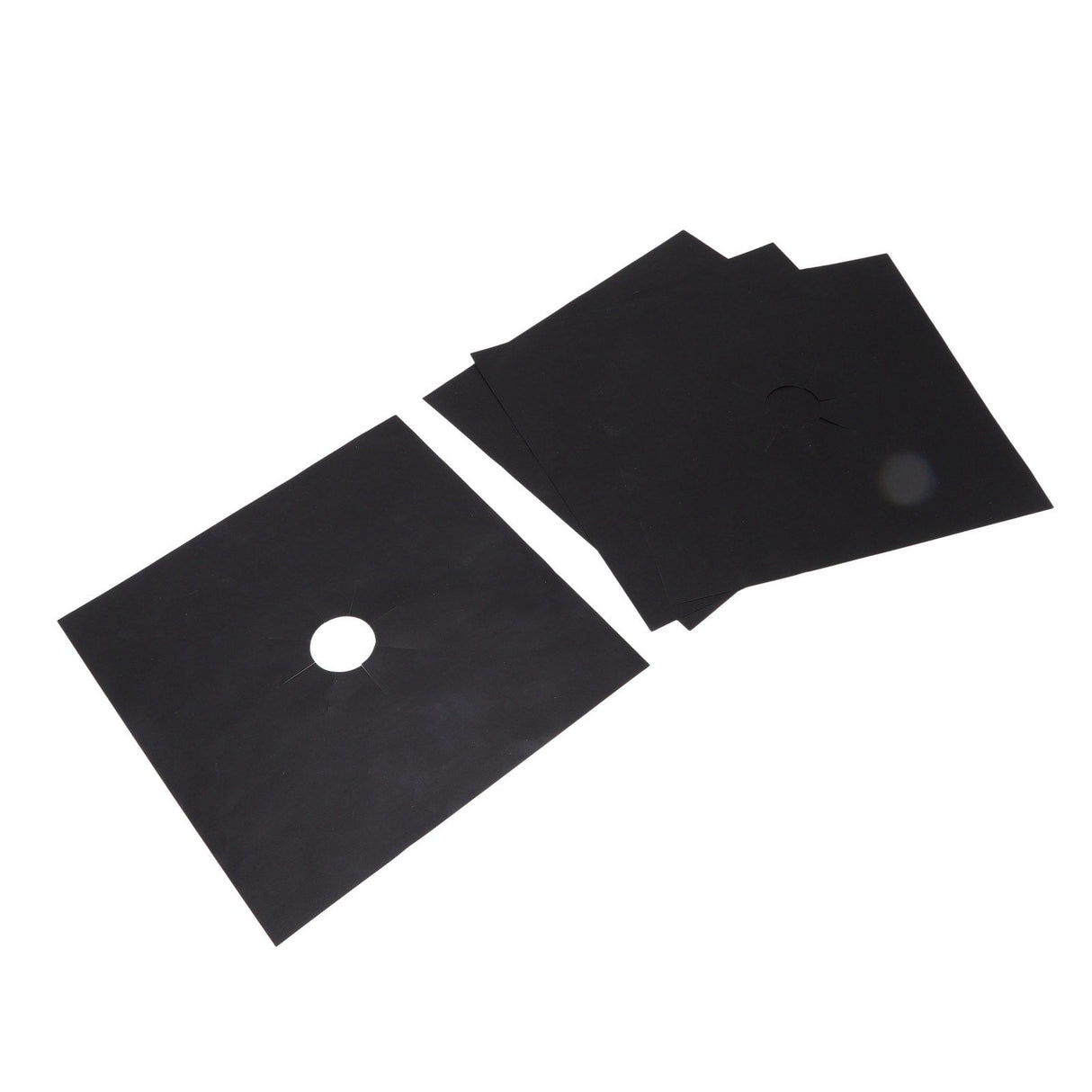 4Pcs Stove Burner Cover PTFE Coating Non Stick Gas Range Stove Top Protector Pad for Kitchen Cooking Black 27x27cm 0.1mm