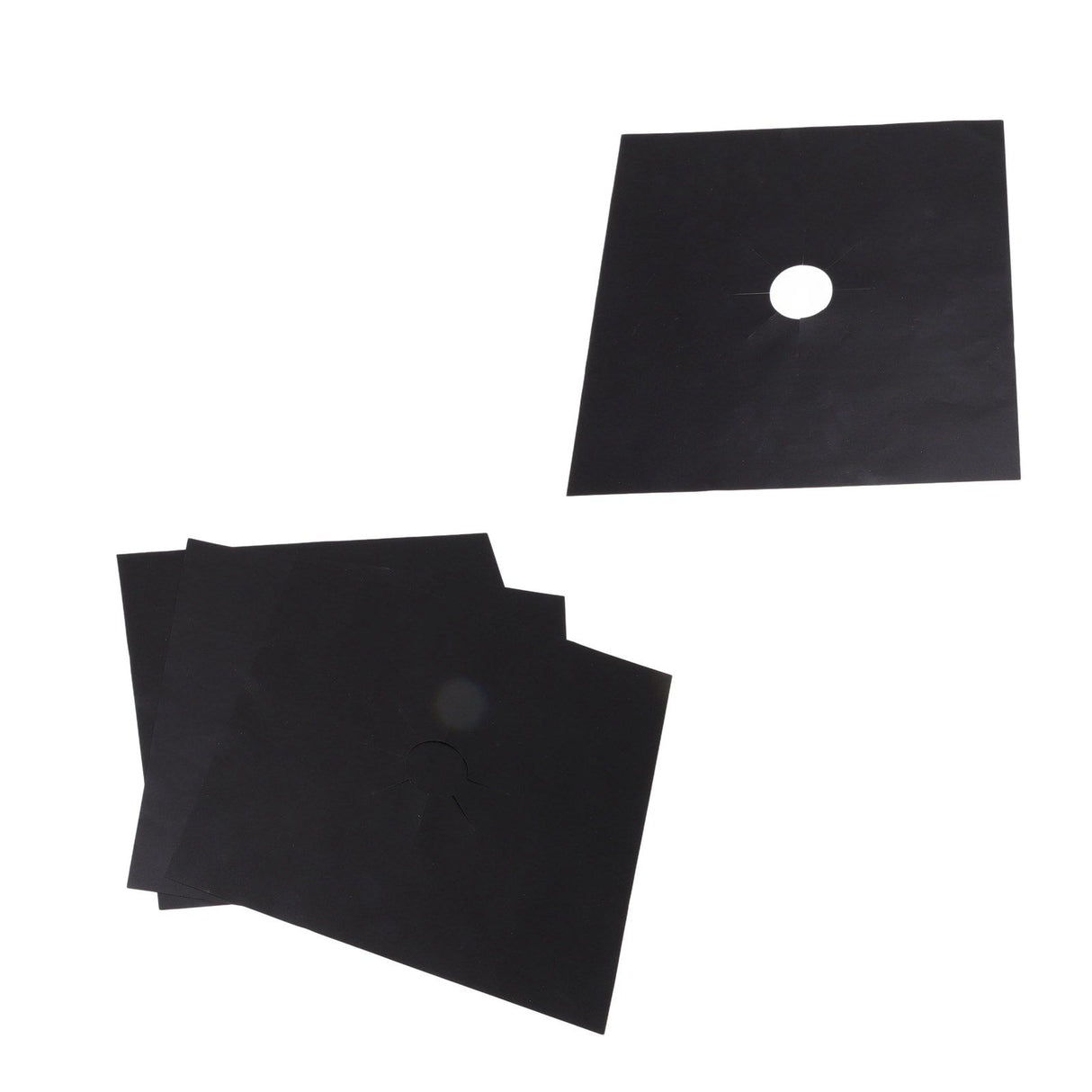 4Pcs Stove Burner Cover PTFE Coating Non Stick Gas Range Stove Top Protector Pad for Kitchen Cooking Black 27x27cm 0.1mm