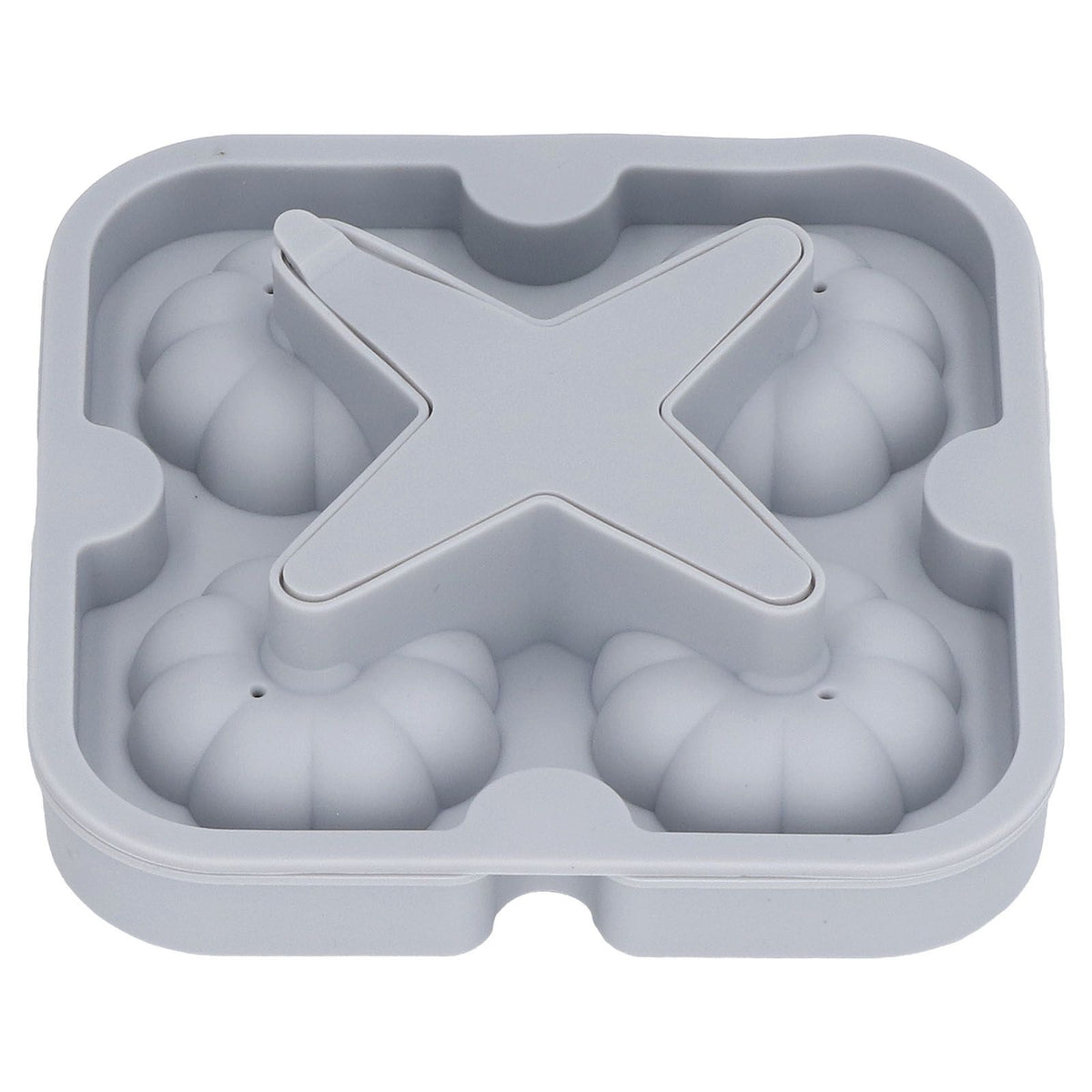 Pumpkin Ice Ball Mold 3D Pumpkin Shape Food Grade Silicone 4 Cells Easy Release Whiskey Ice Mold for Coffee Tea Cocktail Gray