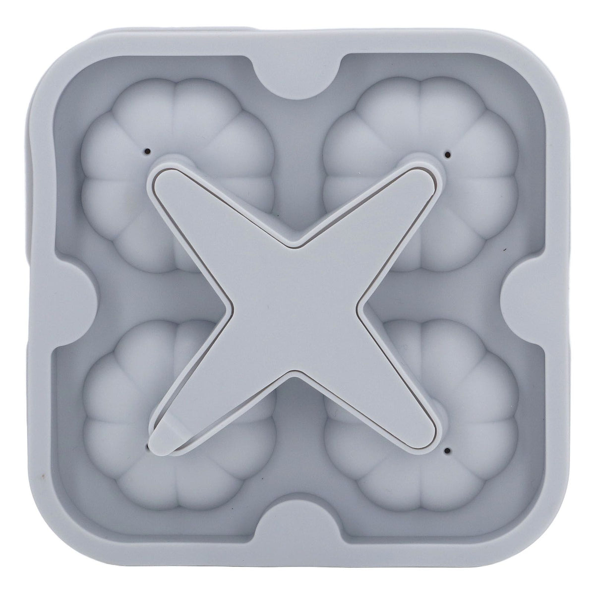 Pumpkin Ice Ball Mold 3D Pumpkin Shape Food Grade Silicone 4 Cells Easy Release Whiskey Ice Mold for Coffee Tea Cocktail Gray