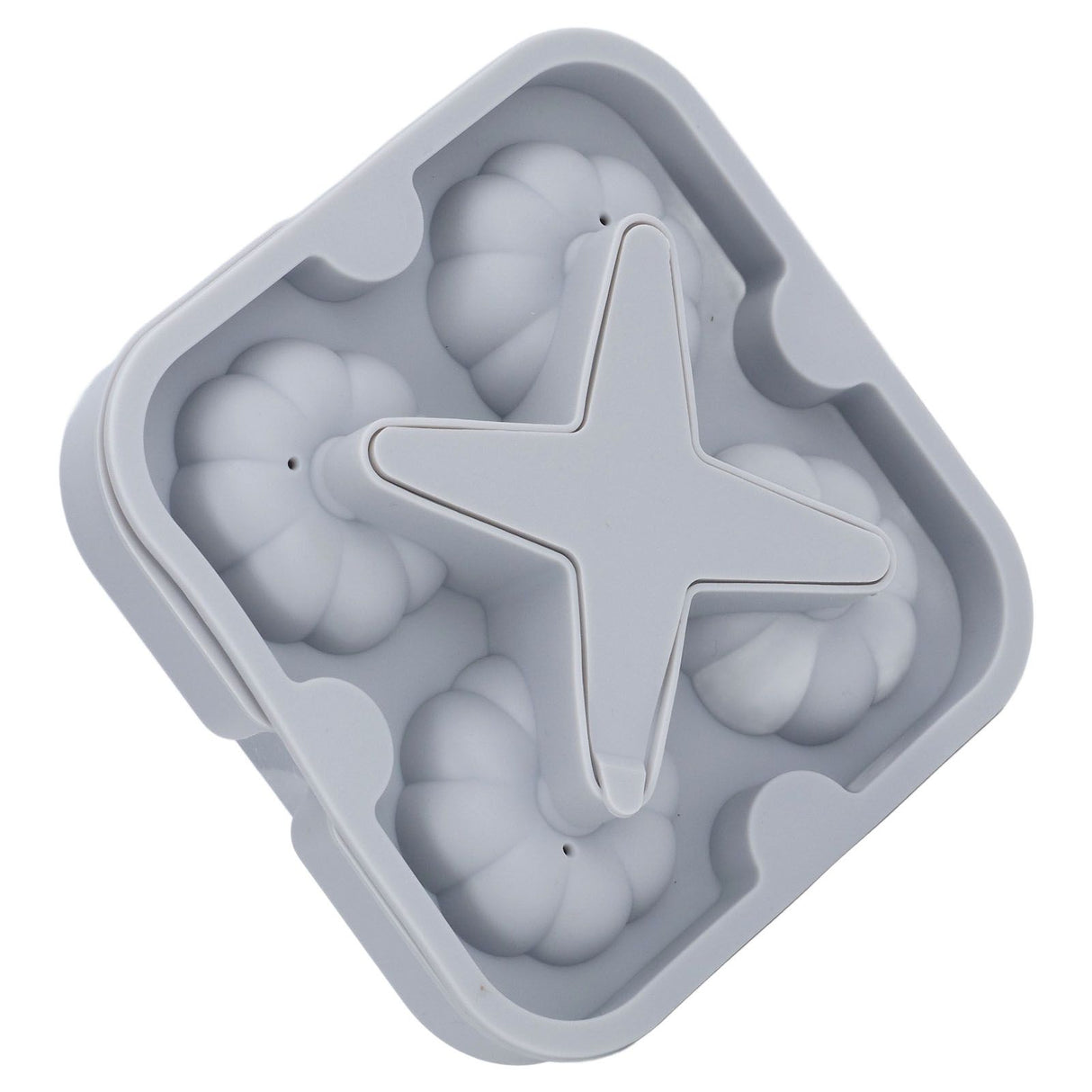 Pumpkin Ice Ball Mold 3D Pumpkin Shape Food Grade Silicone 4 Cells Easy Release Whiskey Ice Mold for Coffee Tea Cocktail Gray