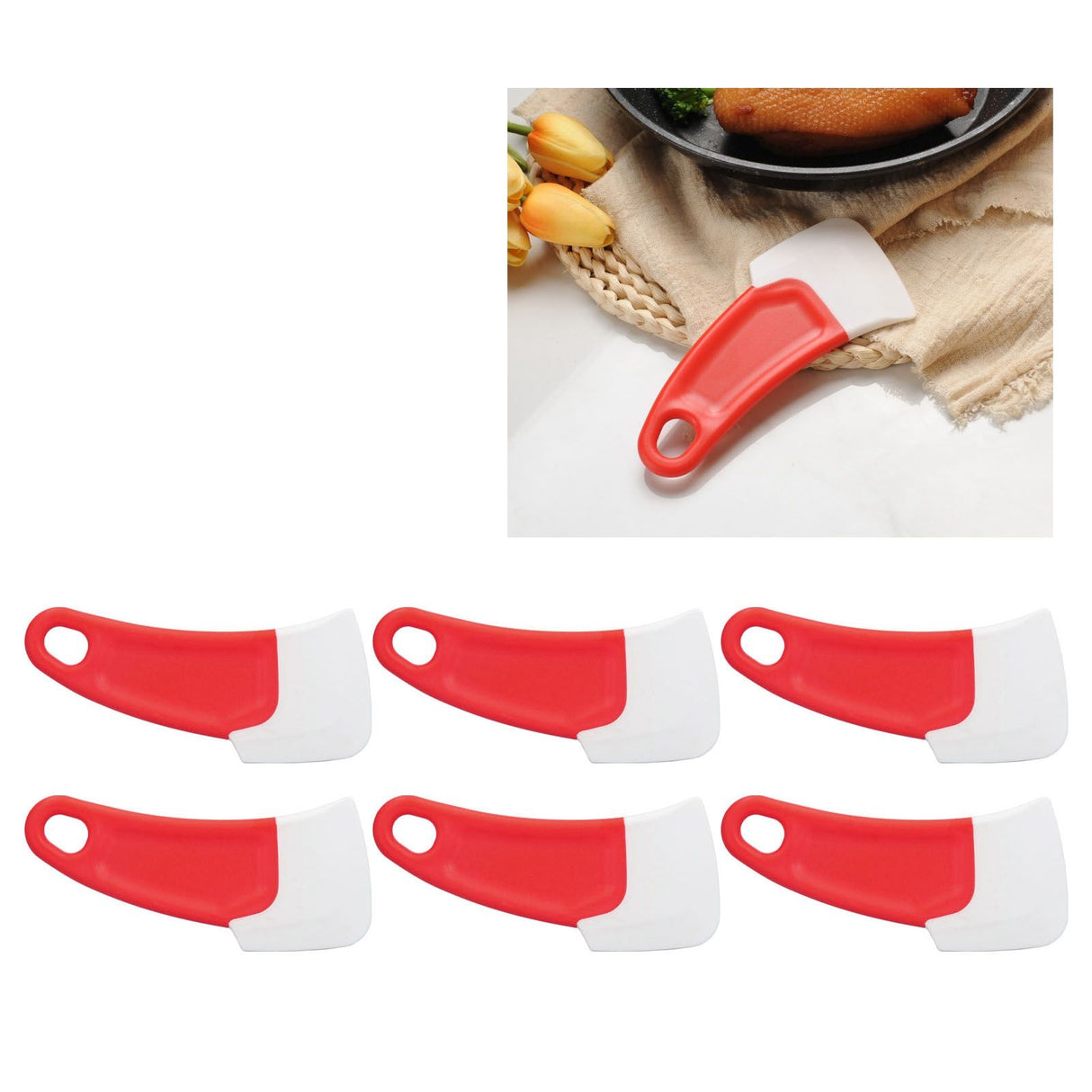 10 Pcs Silicone Spatula Flexible Hook Hole Design PP Handle Kitchen Silicone Spatula for Cake Pasta Baking Cooking Red