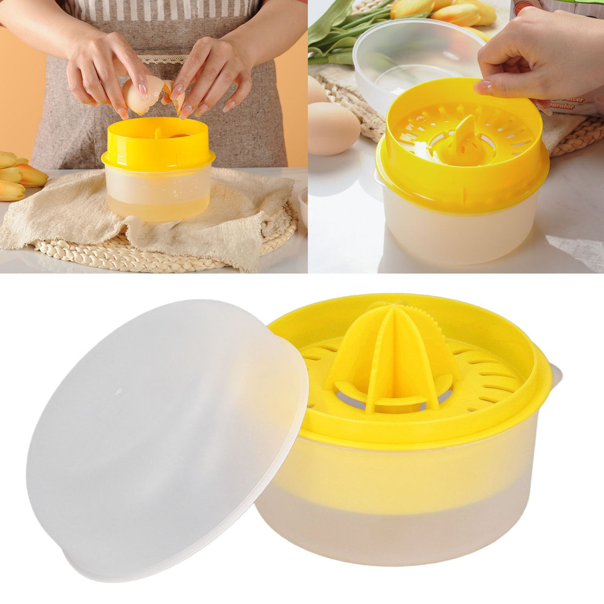 Lemon Squeezer 2 in 1 Juicer Juice Press Yolk Separator PP Hand Tool for Fruit Orange
