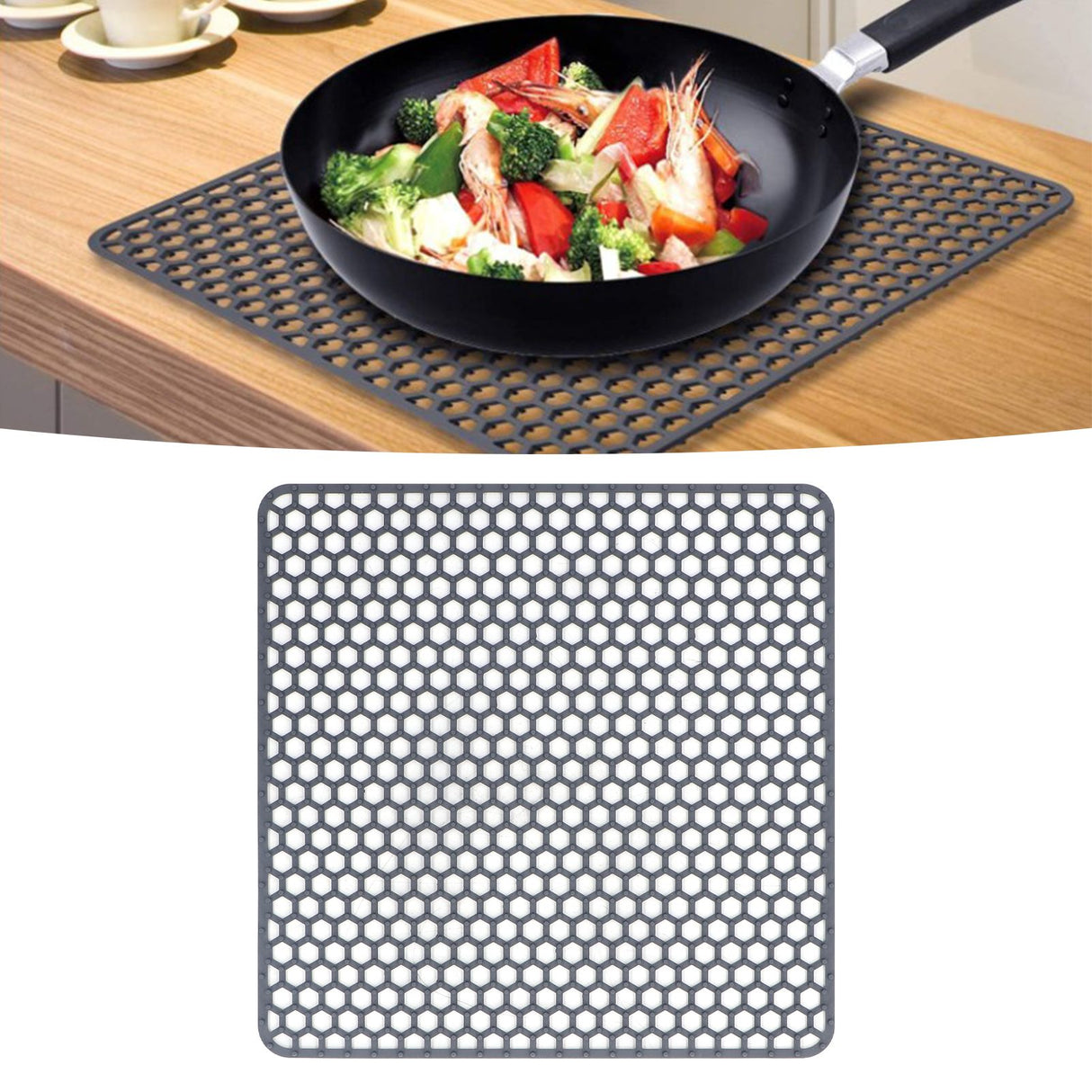 Sink Mat Silicone Durable Grid Design Anti Slip Sink Protection Pad for Kitchen Stainless Steel Ceramic Sinks