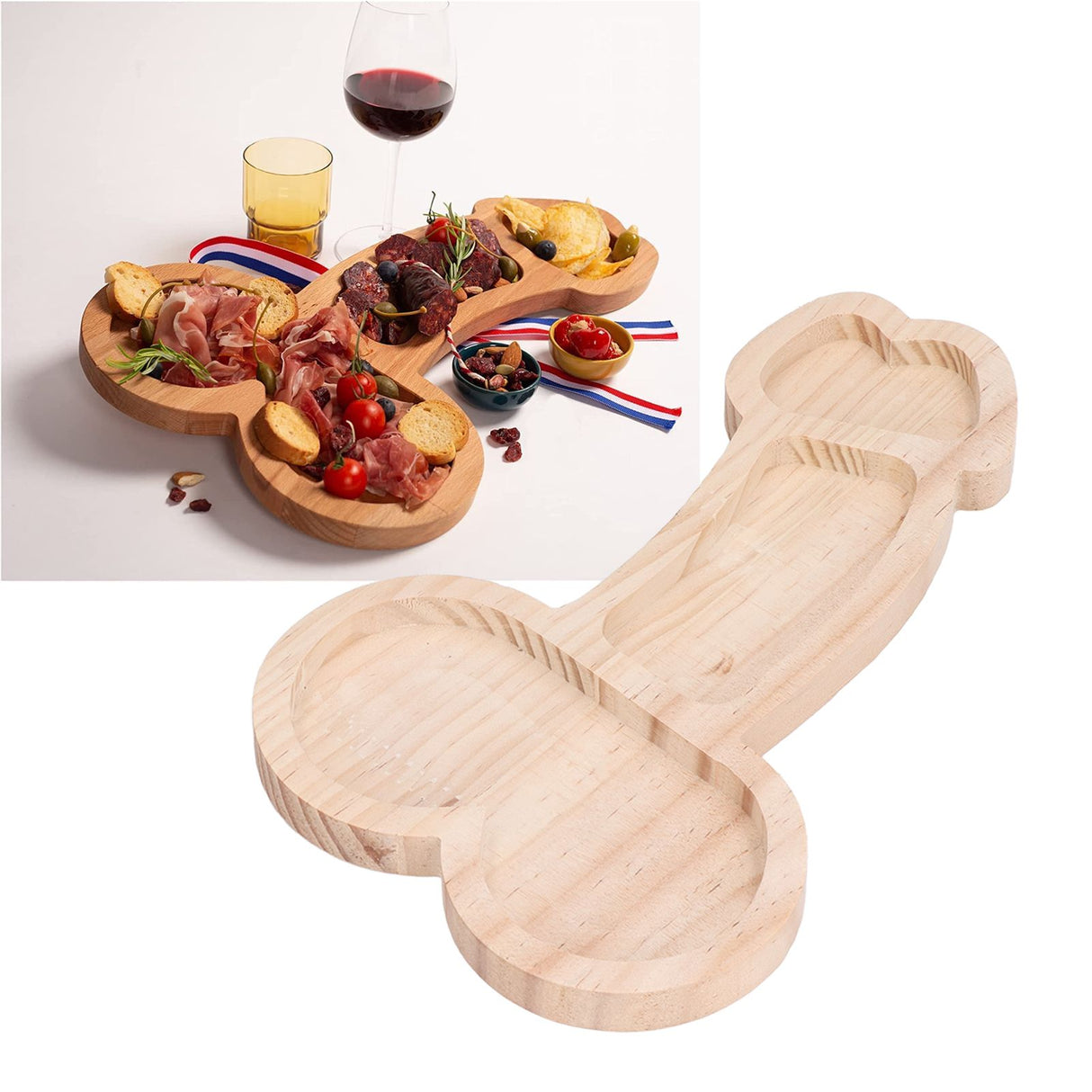 Cheese Plate Novelty 40cm Large Practical Beech Wood Picnic Board Food Platter for Gift Anniversary Party for Restaurant Left