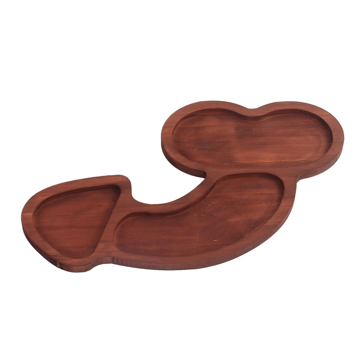 Aperitif Board C Type BPA Free Odorless Easy Cleaning Walnut 3 Large Spaces Cheese Serving Platter for Picnic Plate L