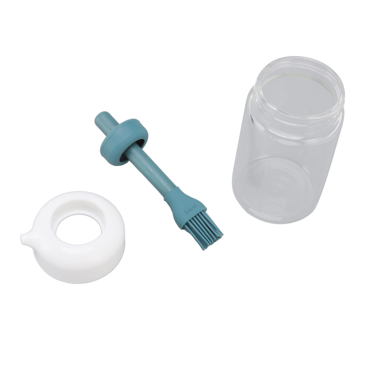 Press Control 2 in 1 Oil Bottle Dispenser Kitchen Glass Oil Bottle with Silicone Brush 230ml Dark Green