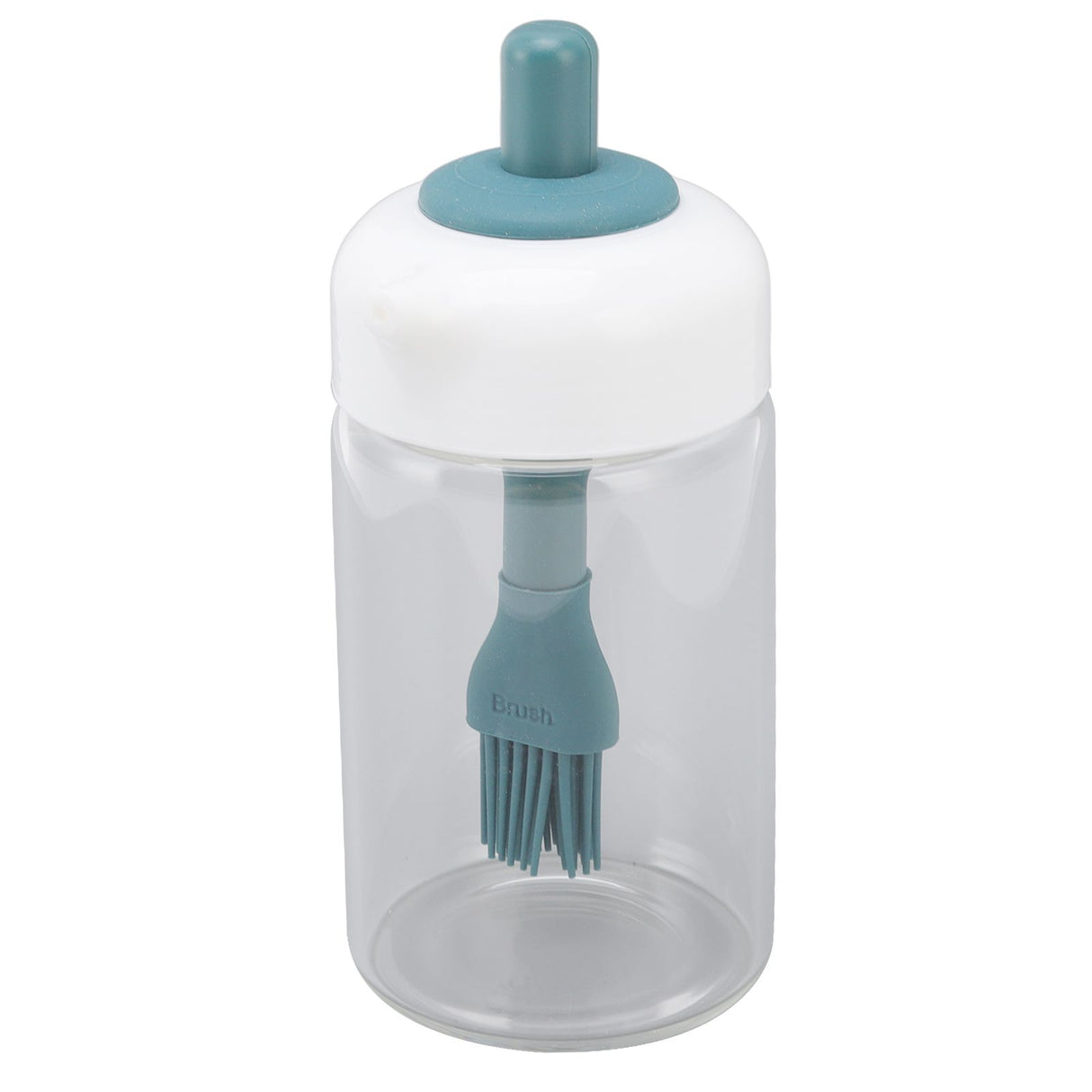 Press Control 2 in 1 Oil Bottle Dispenser Kitchen Glass Oil Bottle with Silicone Brush 230ml Dark Green