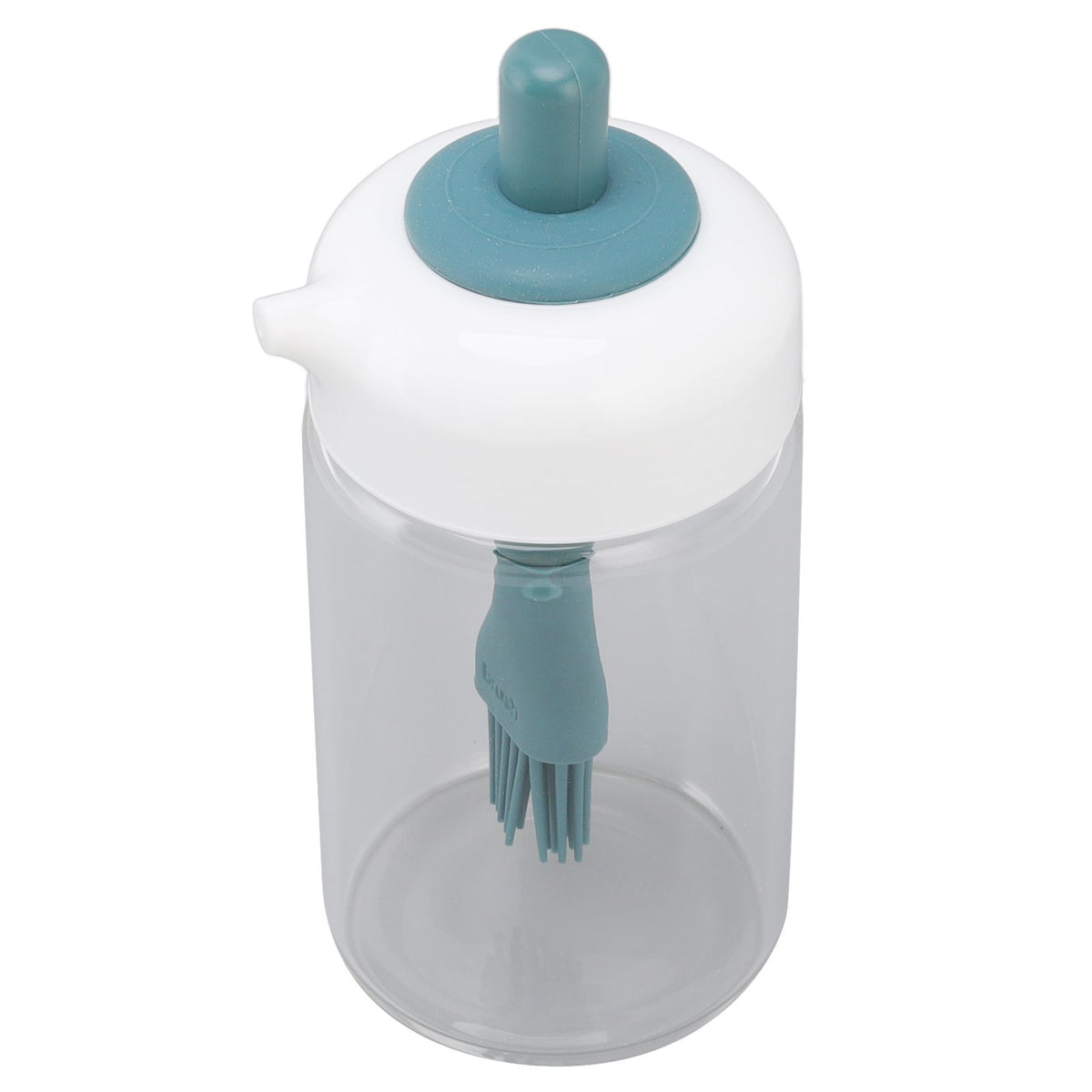 Press Control 2 in 1 Oil Bottle Dispenser Kitchen Glass Oil Bottle with Silicone Brush 230ml Dark Green