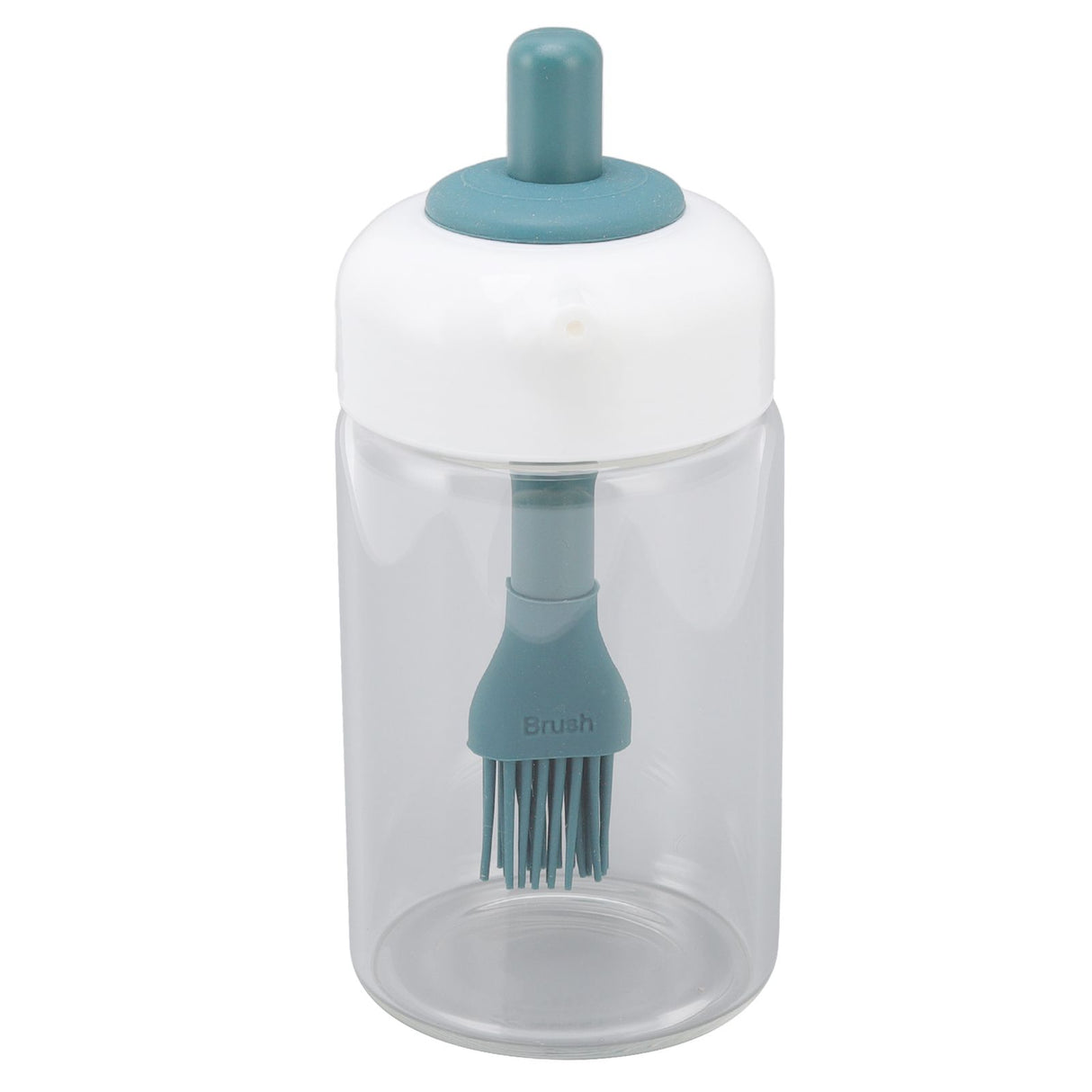 Press Control 2 in 1 Oil Bottle Dispenser Kitchen Glass Oil Bottle with Silicone Brush 230ml Dark Green