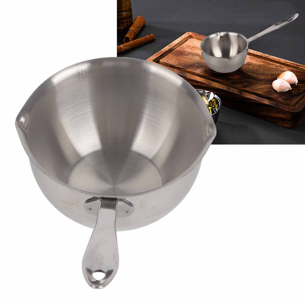 Butter Warmer Pot All in One Flat Induction Bottom Stainless Steel Mini Butter Hot Pot Milk Pot Small Saucepan 300ML