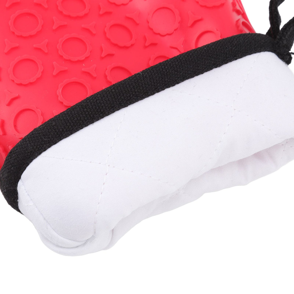 Silicone Oven Mitt High Temperature Resistant Waterproof Slip Proof Kitchen Baking Glove with Cotton Liner Red