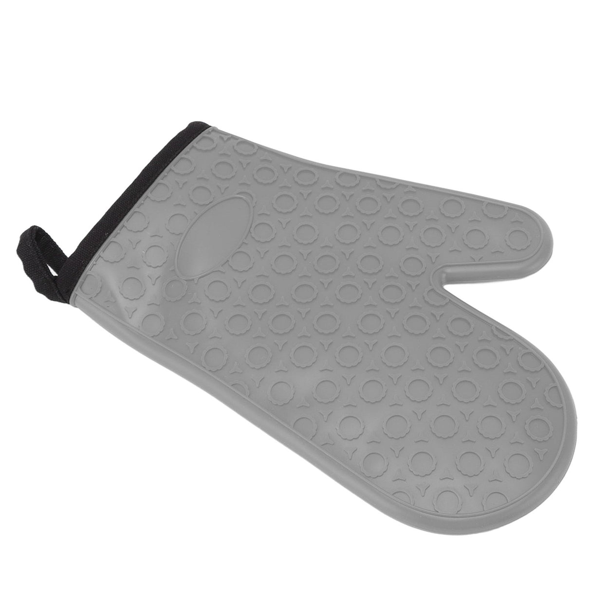 Silicone Oven Mitt High Temperature Resistant Waterproof Slip Proof Kitchen Baking Glove with Cotton Liner Gray
