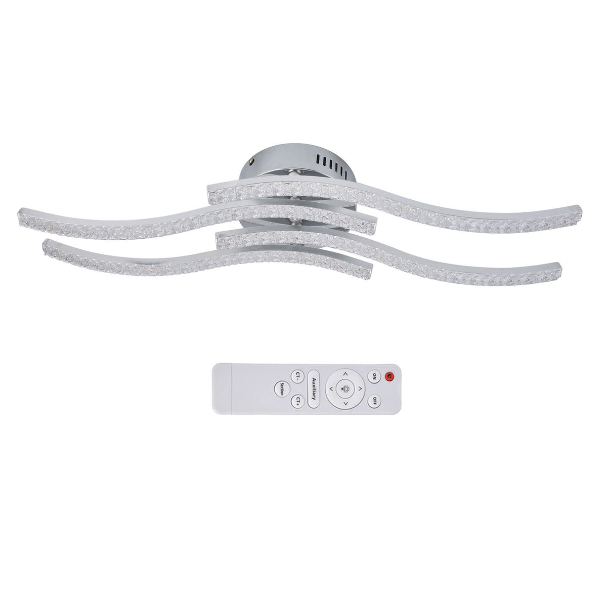 LED Ceiling Light Remote Control Dimming 4 Wavy Ceiling Lamp Tube for Living Room Bedroom AC85‑265V