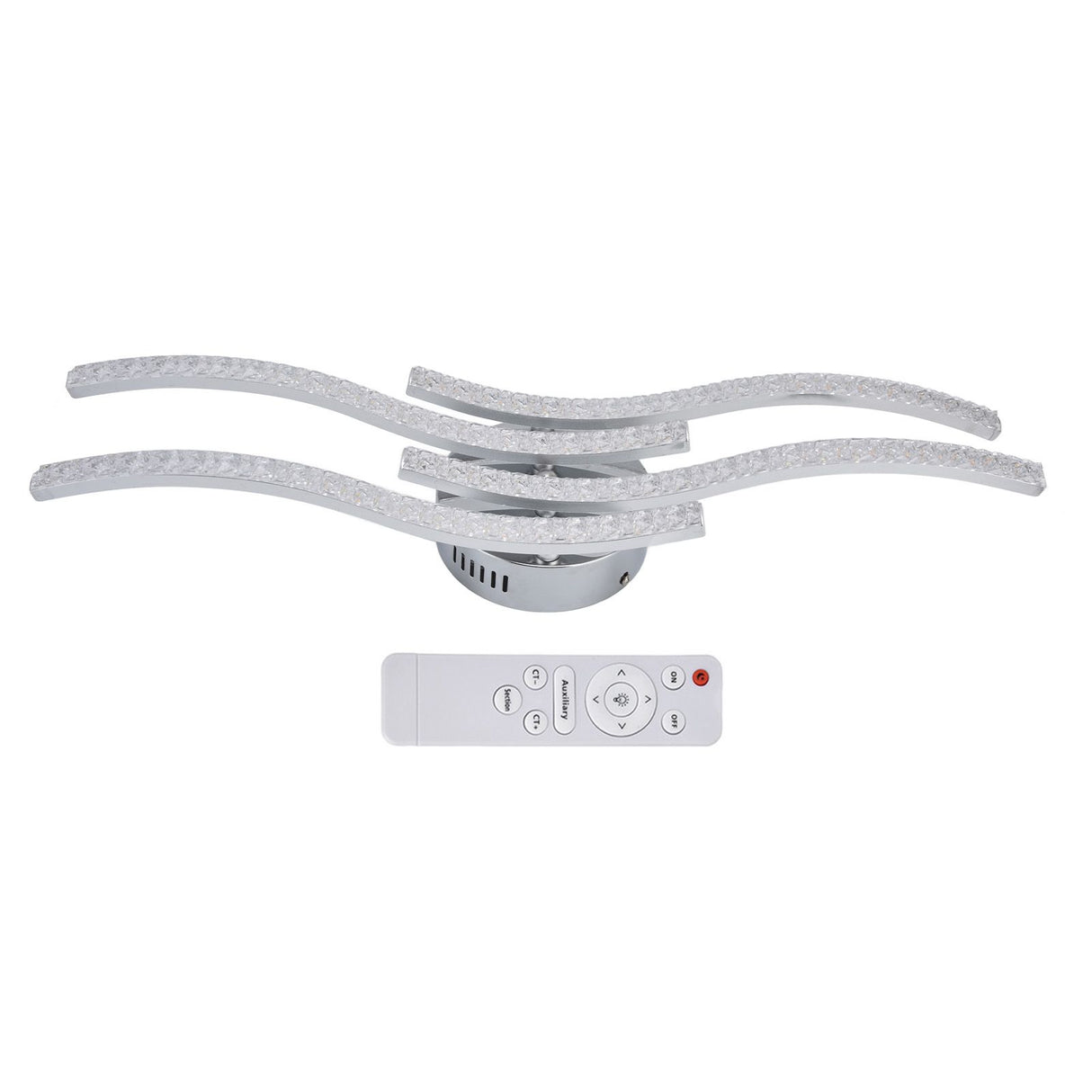LED Ceiling Light Remote Control Dimming 4 Wavy Ceiling Lamp Tube for Living Room Bedroom AC85‑265V