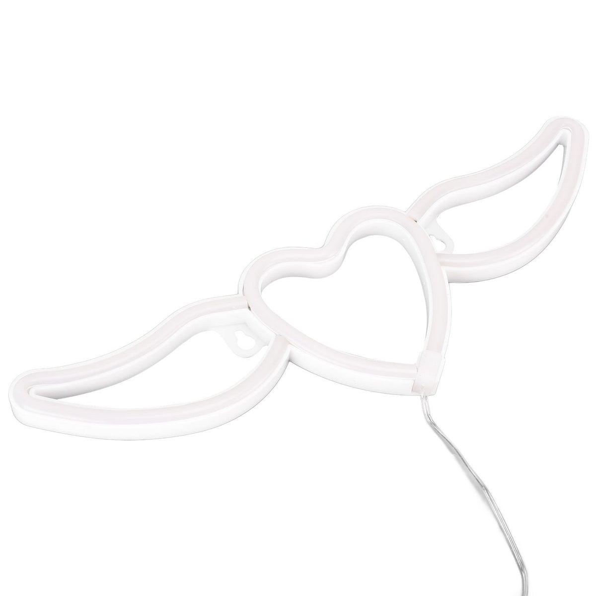Heart Shaped Neon Light Safe Energy Saving Dual Power Heart Shaped Wings Neon Sign for Valentine's Day Wedding(Purple Light Warm White Light )