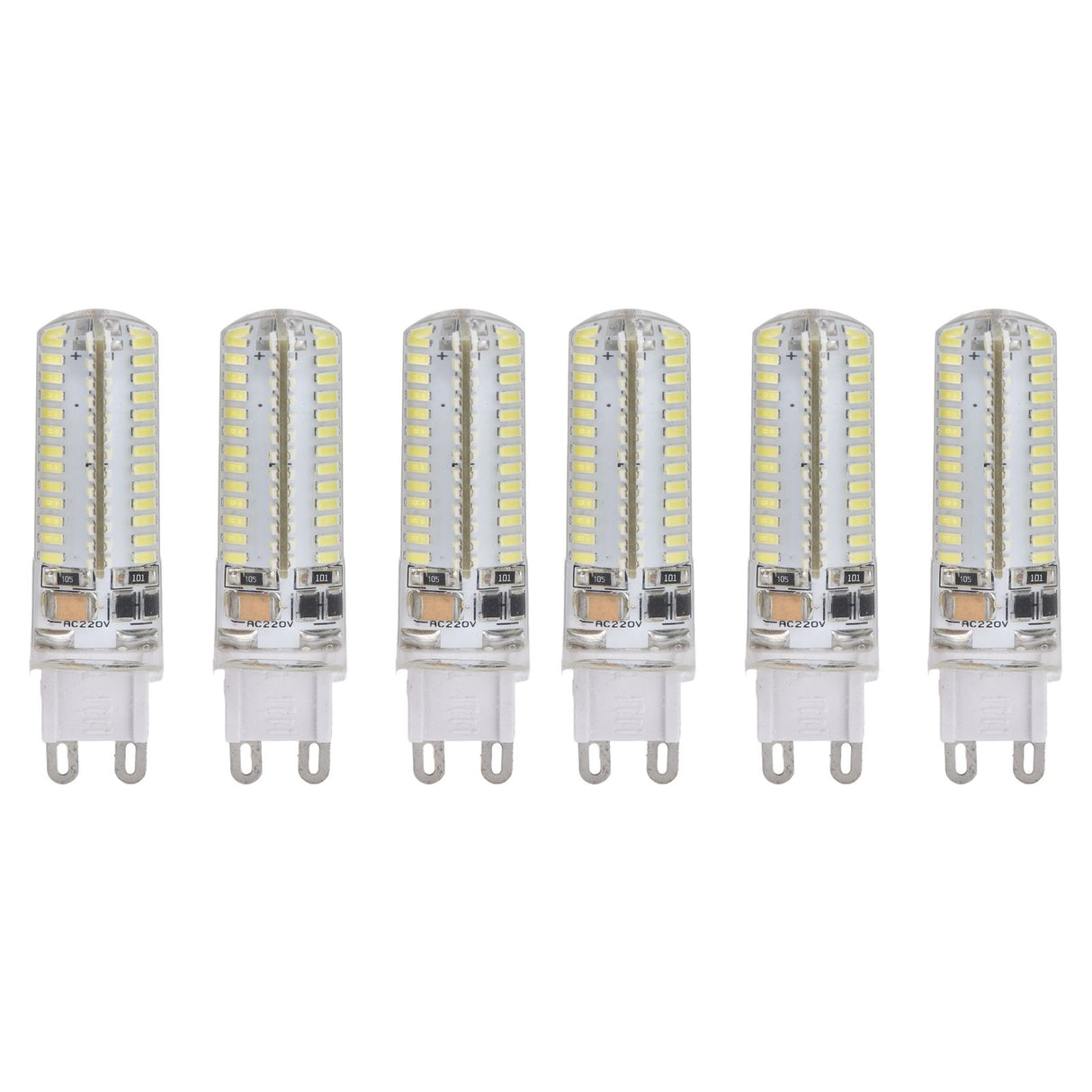 6Pcs G9 Silicone Bulbs 5W 104LED Light Bulb IP45 Waterproof for Home Chandelier Wall Lamp 220VWarm Light