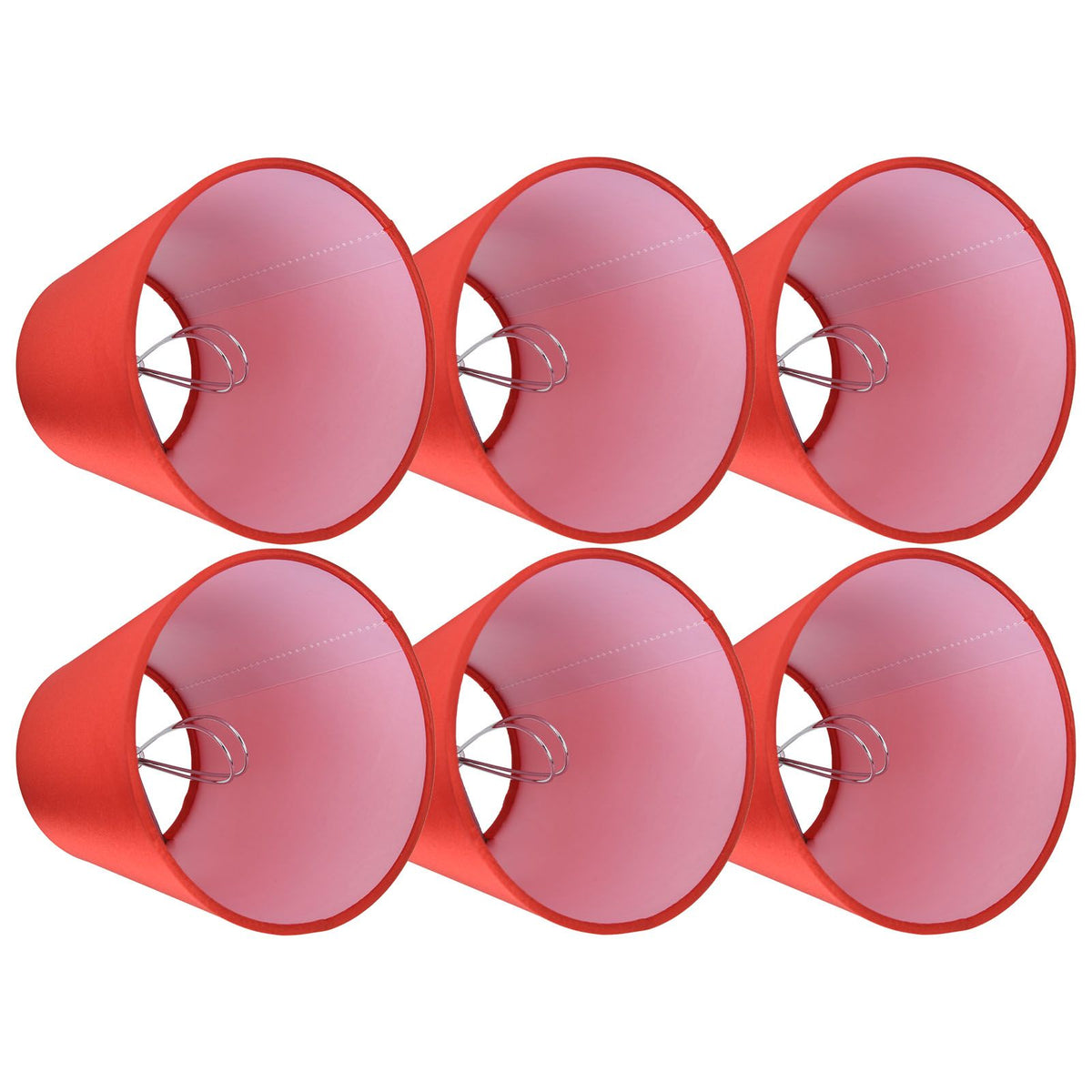 6PCS E14 Lamp Shade Fabric Lampshade Table Lamp Ceiling Lamp Shade for Bedroom Living RoomBright Red PX150