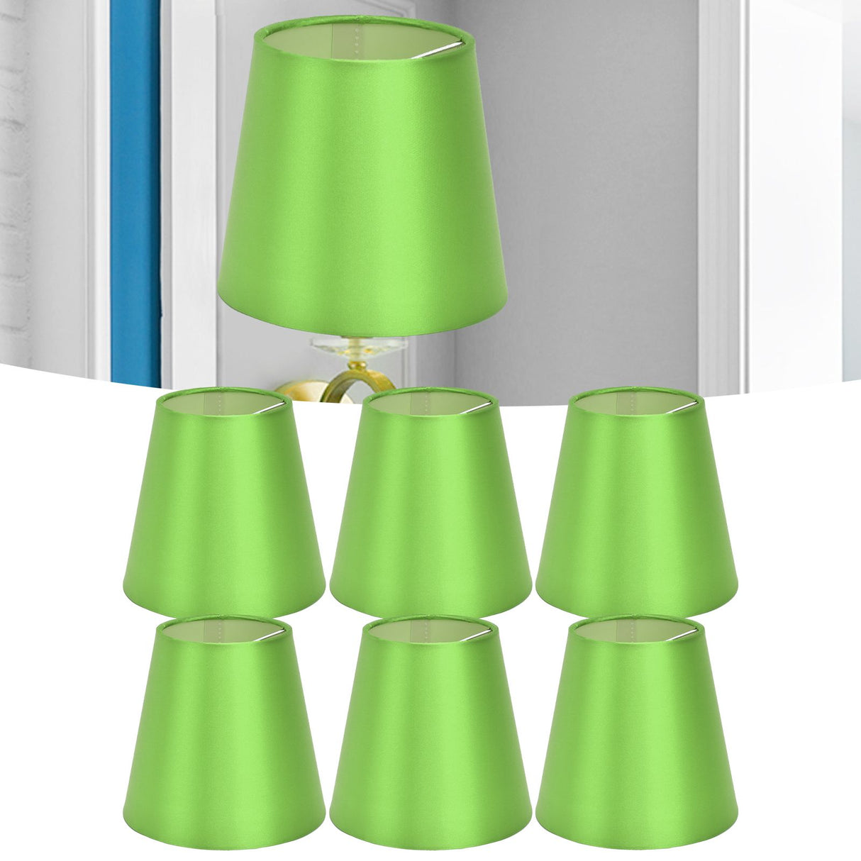 6PCS E14 Lamp Shade Fabric Lampshade Table Lamp Ceiling Lamp Shade for Bedroom Living RoomFluorescent Green PX157