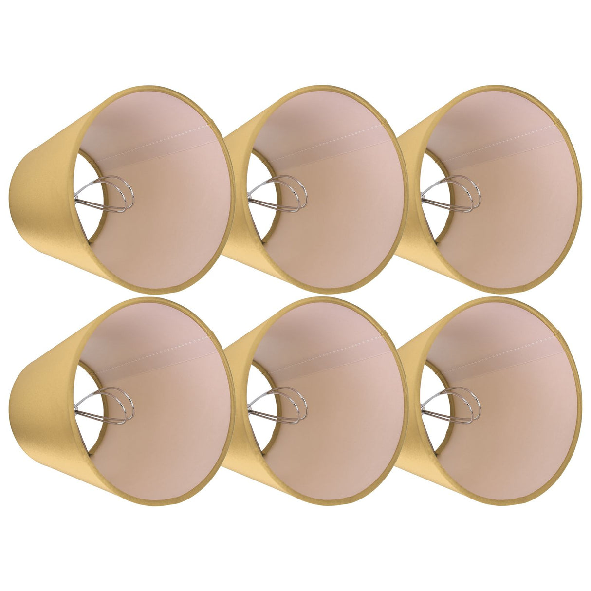 6PCS E14 Lamp Shade Fabric Lampshade Table Lamp Ceiling Lamp Shade for Bedroom Living RoomGold PX153