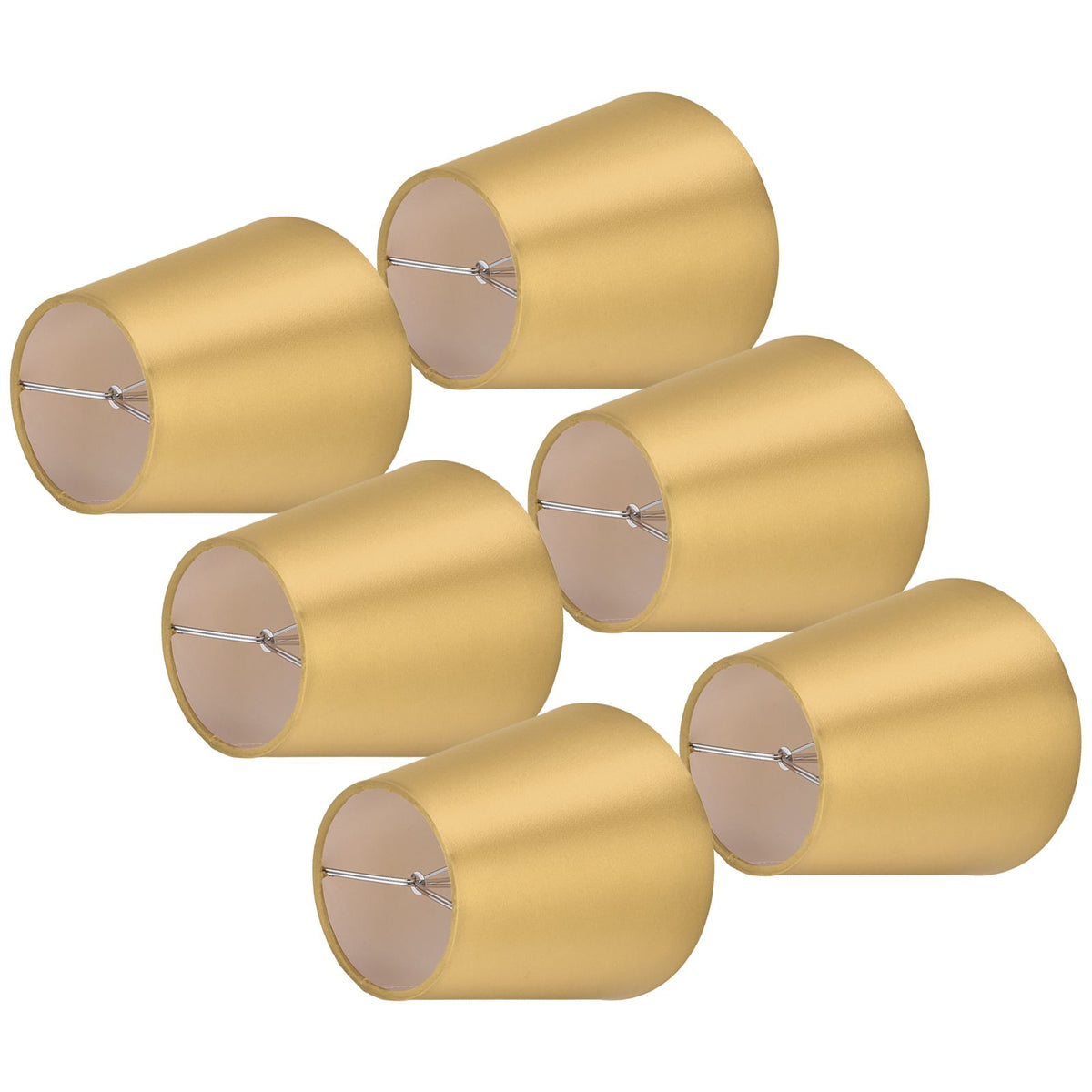 6PCS E14 Lamp Shade Fabric Lampshade Table Lamp Ceiling Lamp Shade for Bedroom Living RoomGold PX153